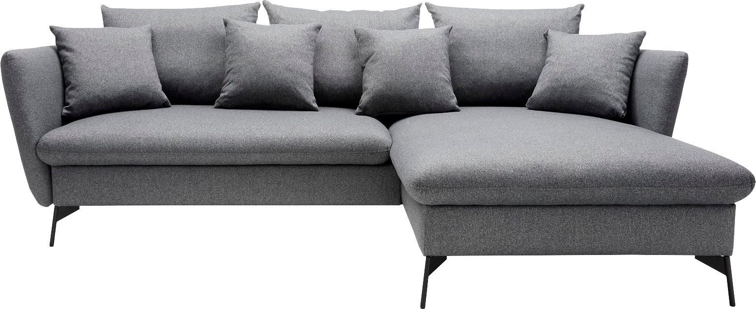 andas Ecksofa »LIVORNO,258 cm, L-Form,«, Schlaffunktion u. Bettkasten (139/224cm), Samt, Struktur, Webstoff