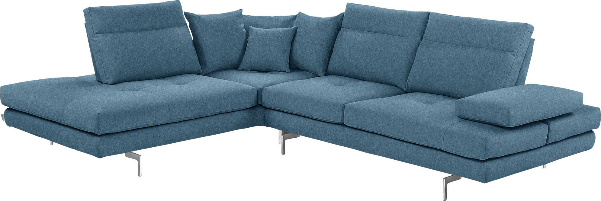 CALIA ITALIA Ecksofa "Toby Wing, B/T: 288/232 cm, Designsofa mit hohem Sitzkomfort, L-Form" Sitztiefenverstell.,wahlw. mit Kissen-Set, Füße chrom glänzend