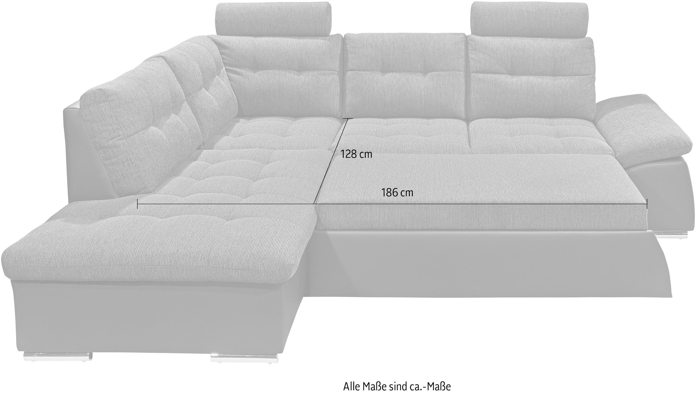 ED EXCITING DESIGN Ecksofa »Jakarta L-Form«, mit Bettfunktion, Armteilverstellung, Kopfstützen & 2 Nierenkissen