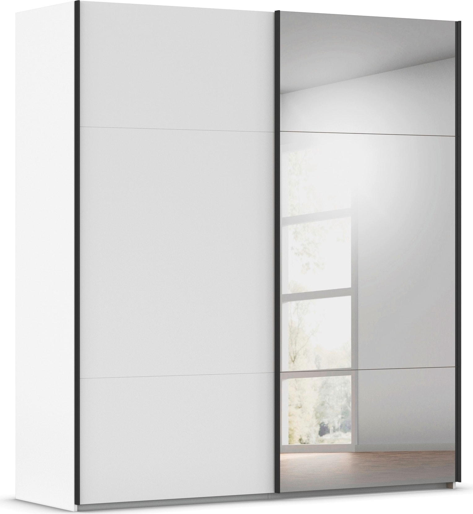rauch Schwebetürenschrank "Kleiderschrank Schrank Garderobe Schlafzimmerschrank CONTIDO" 3 verschiedene Ausstattungen BASIC/CLASSIC/PREMIUM (inkl. SOFT-CLOSE), aus hochwertigem Material in 6 Breiten 2 Griff-Farben MADE IN GERMANY