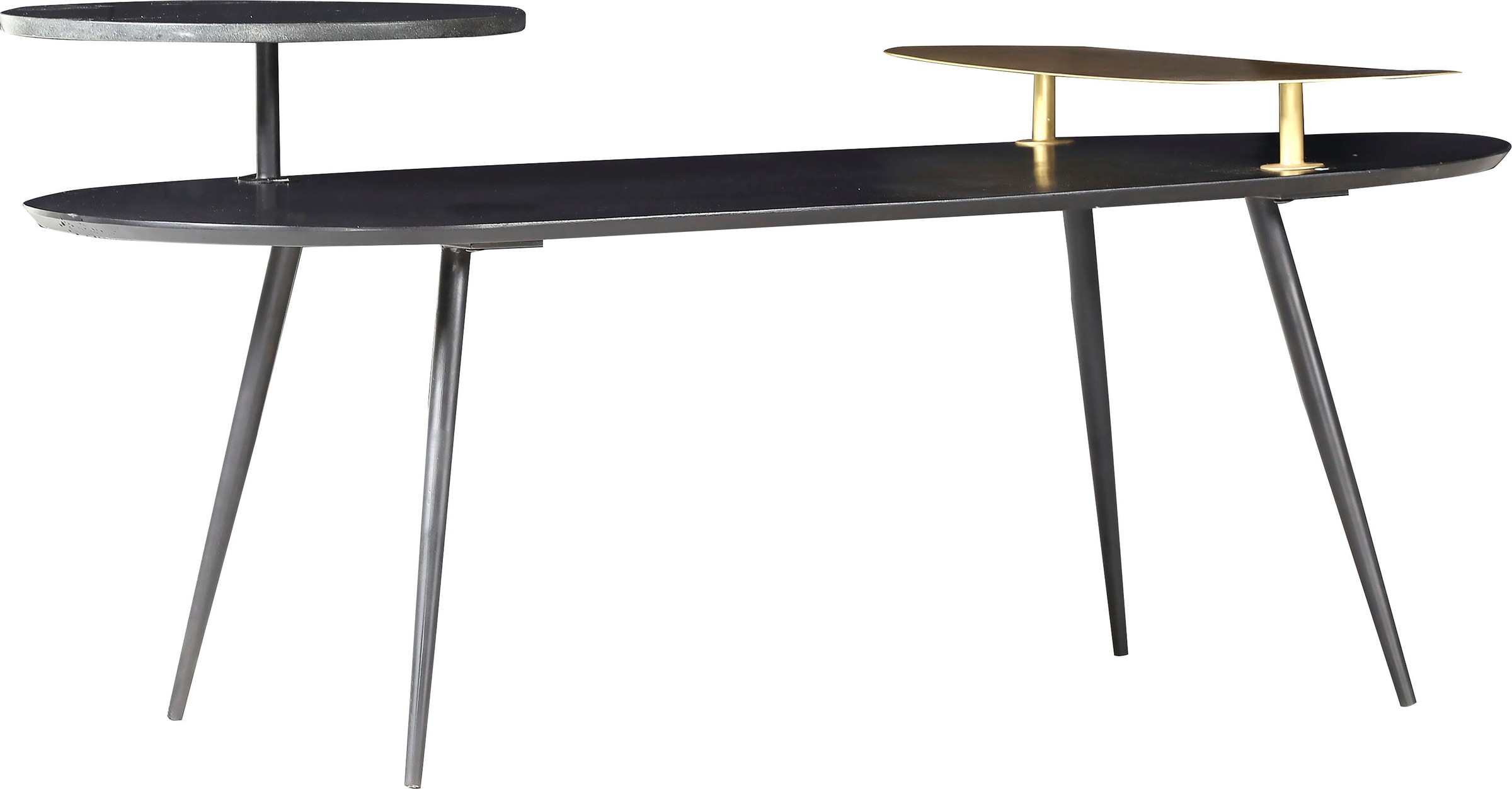 Gutmann Factory Couchtisch "Grace, Wohnzimmertisch, Breite 132 cm" Tischplatte aus massivem Mangoholz, schwarz gebeizt und lackiert