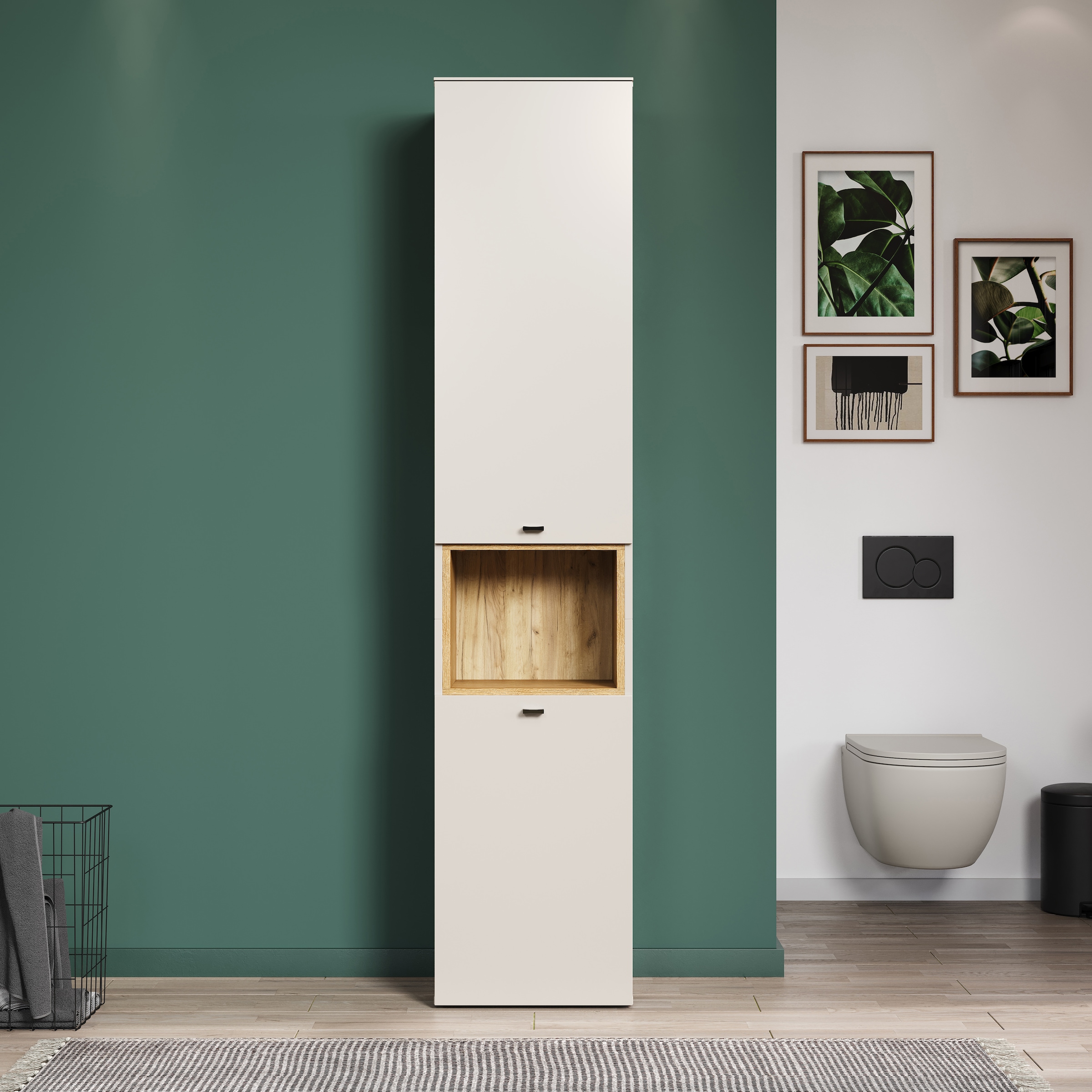 welltime Hochschrank »San Pedro«, (1 St.), Badezimmerschrank mit Soft-Close-Funktion - Maße (B/T/H) 40/31/186 cm