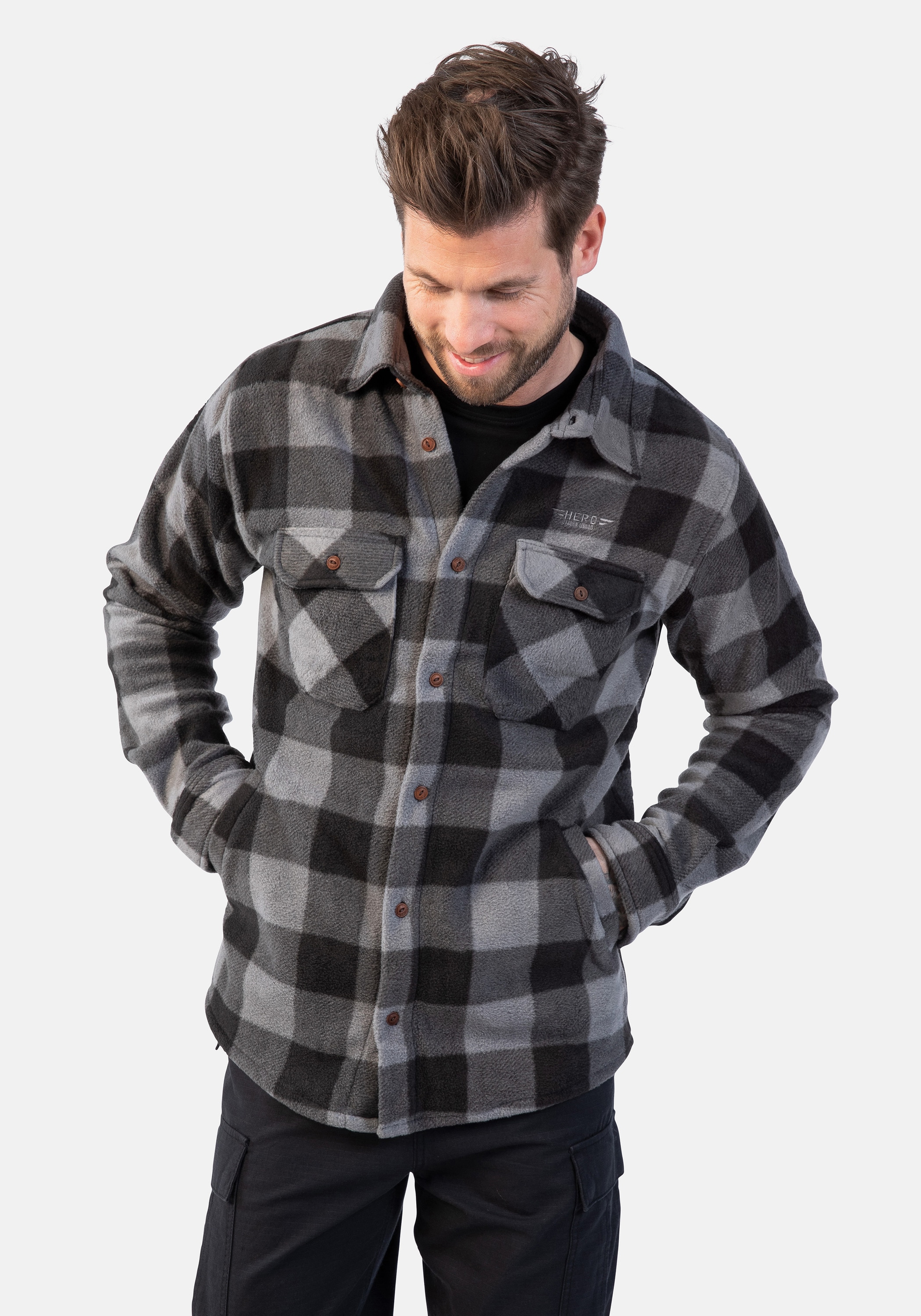HERO by John Medoox Fleecehemd »Fleece Shirt checked Hero by John Medoox«, Regular Fit Casual Fleece für Herren