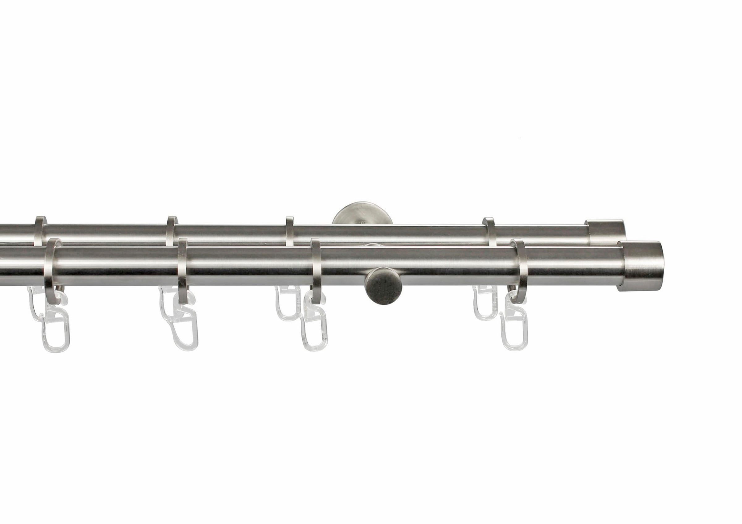 GARESA Gardinenstange »CHAPEAU«, 2 läufig-läufig, Vorhanggarnitur, Ringe BAUR mit optik Haken, und Wunschmaßlänge, verlängerbar, edelstahl 
