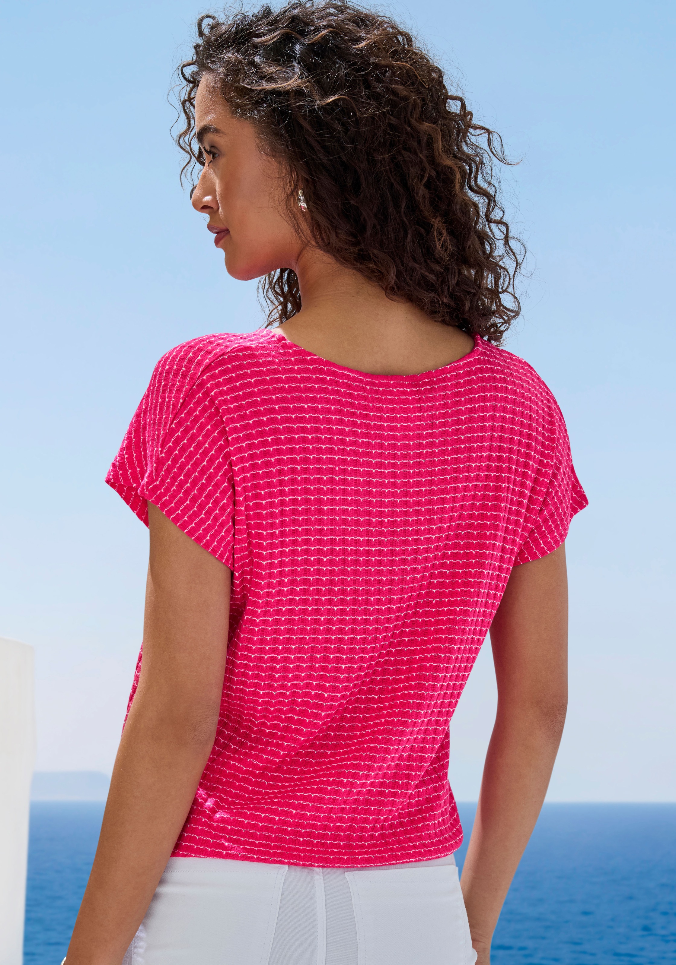 Thumbnail - Vivance Kurzarmshirt "aus strukturierter Strickqualität" mit schönem Muster aus Strick