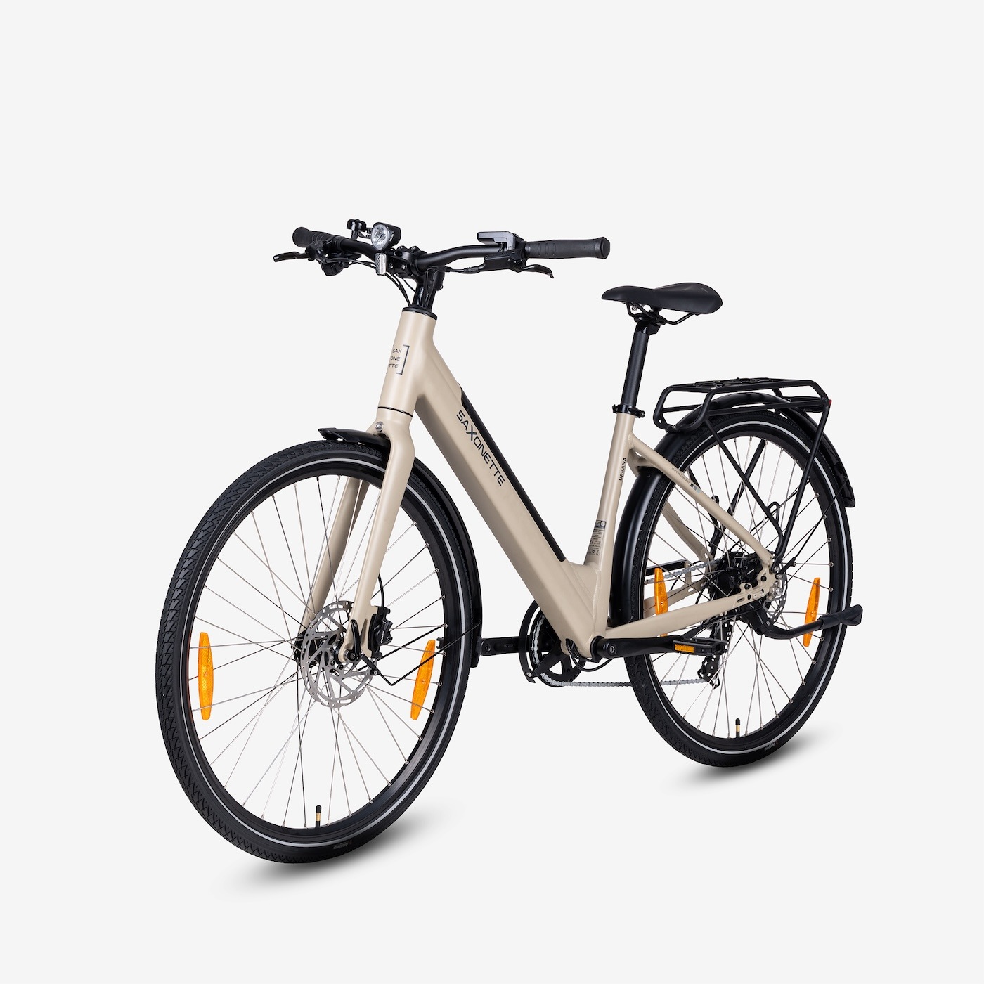 SAXONETTE »SAXONETTE E-BIKE Cityrad URBANA« 7 Gang Shimano Tourney 6/7-fach Schaltwerk Kettenschaltung Heckmotor 250 W Packung,  (mit integr. Akku), Elektrofahrrad für Alltag und Einkauf