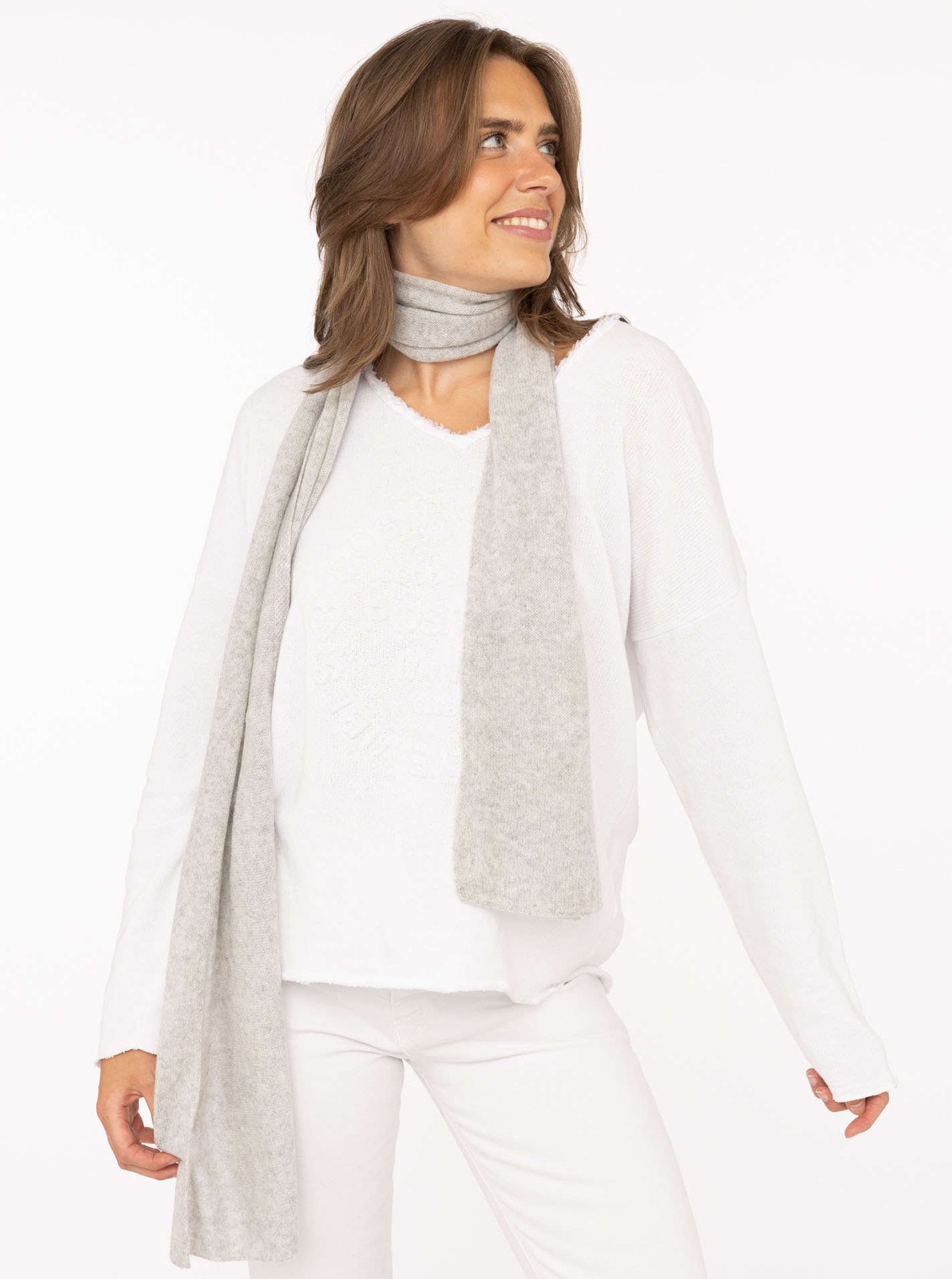 ZWILLINGSHERZ Herren Modeschalhellgrau, unifarben, Strick, Obermaterial: 100% Kaschmir, Modetücher, Strick, unifarben, weich, wärmend, Kaschmir