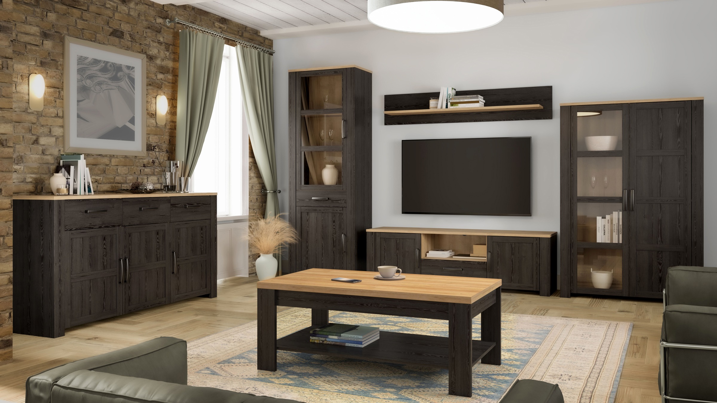 FORTE Highboard »Bohol, Vitrine, 1 Glastüre,1 SK, 1 Türe« B/H/T 71,7/205,4/42 cm Beleuchtung optional bestellbar