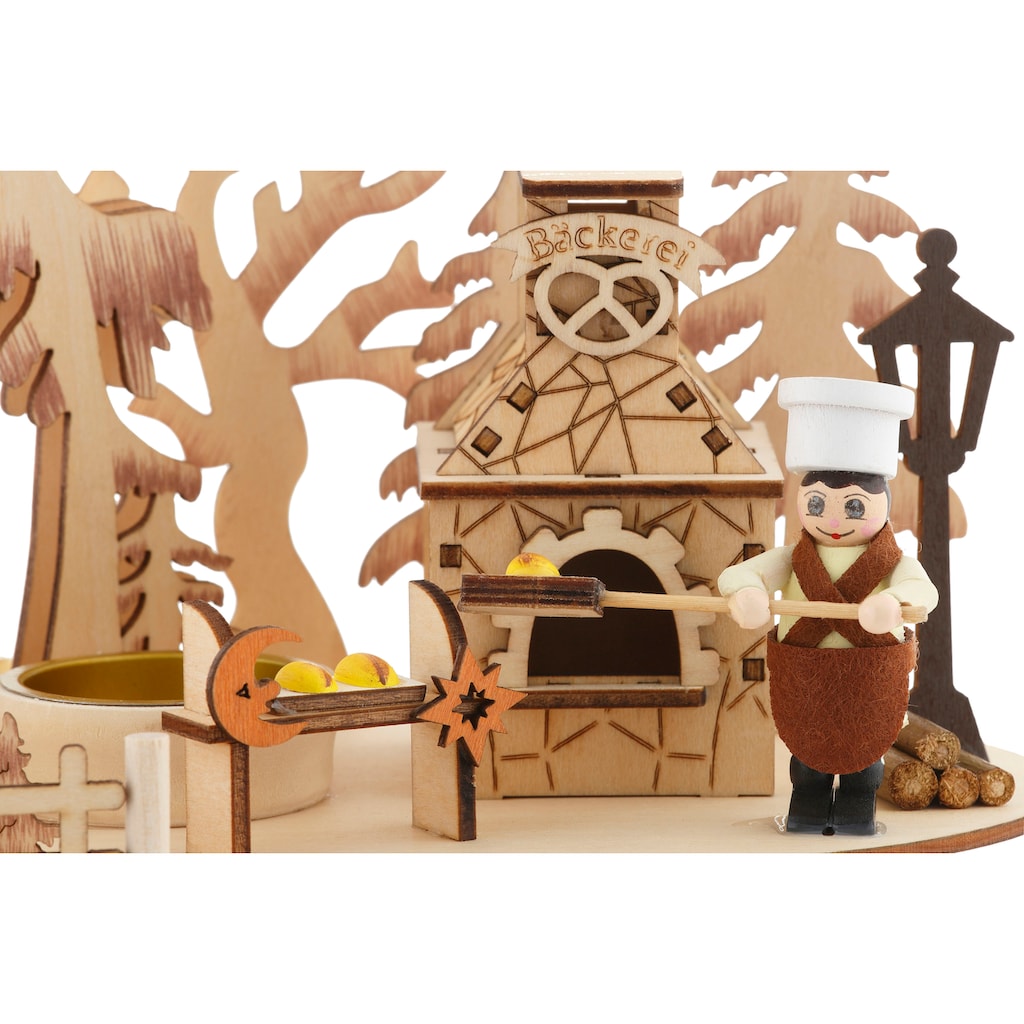 Home affaire Weihnachtspyramide »Bäckerei, Weihnachtsdeko«, Teelichtpyramide mit Räucherofen, Höhe ca. 23 cm