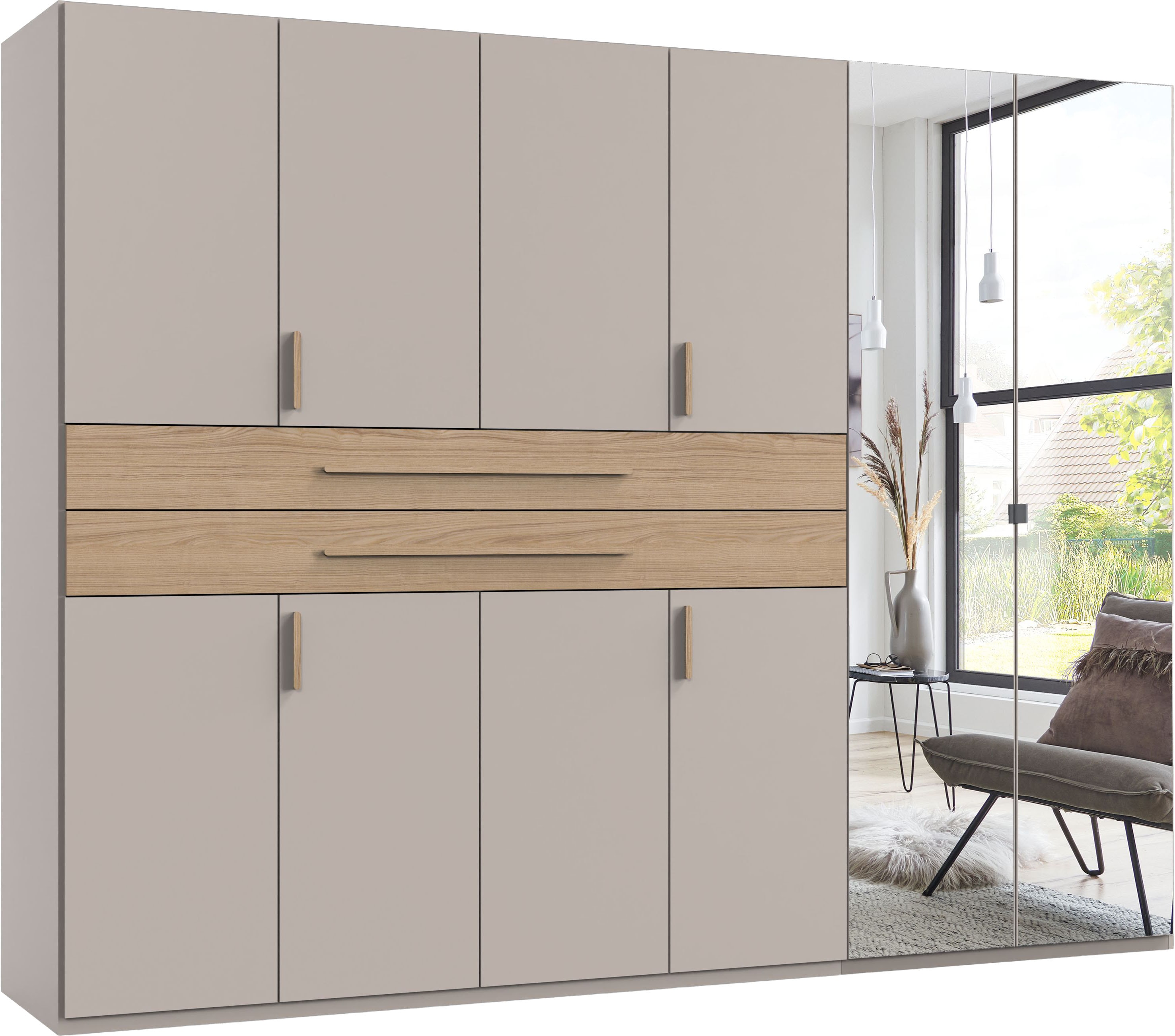 Wimex "Digit Kleiderschrank wahlweise mit oder ohne Spiegel" Schlafzimmer Schrank Bestseller im modernem Design, erhältlich in den Breiten 225cm oder 270cm (mit 8 oder 10 Türen)