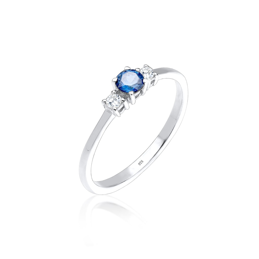 Elli Fingerring »Verlobungsring Zirkonia Saphirblau 925 Silber«