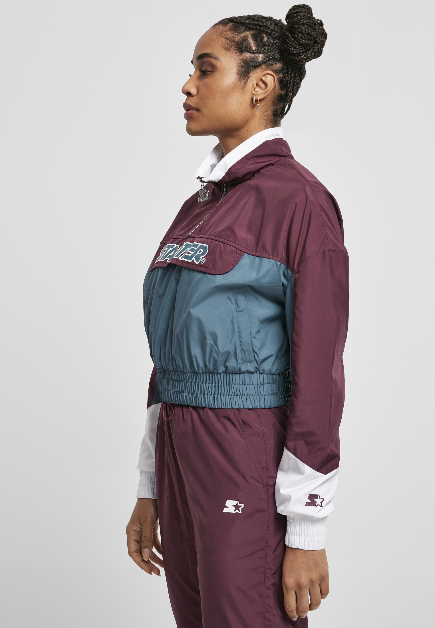 Colorblock Jacket«, Kapuze Label Starter »Damen (1 Starter Outdoorjacke | bestellen ohne Black Over Ladies St.), BAUR Pull