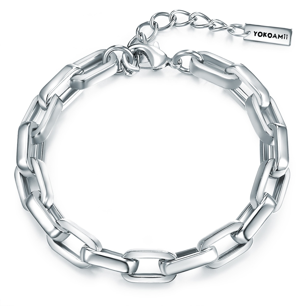 YOKOAMII Damen Gliederarmband "Y65", Metallsilber, Metall, Armbänder, Armband