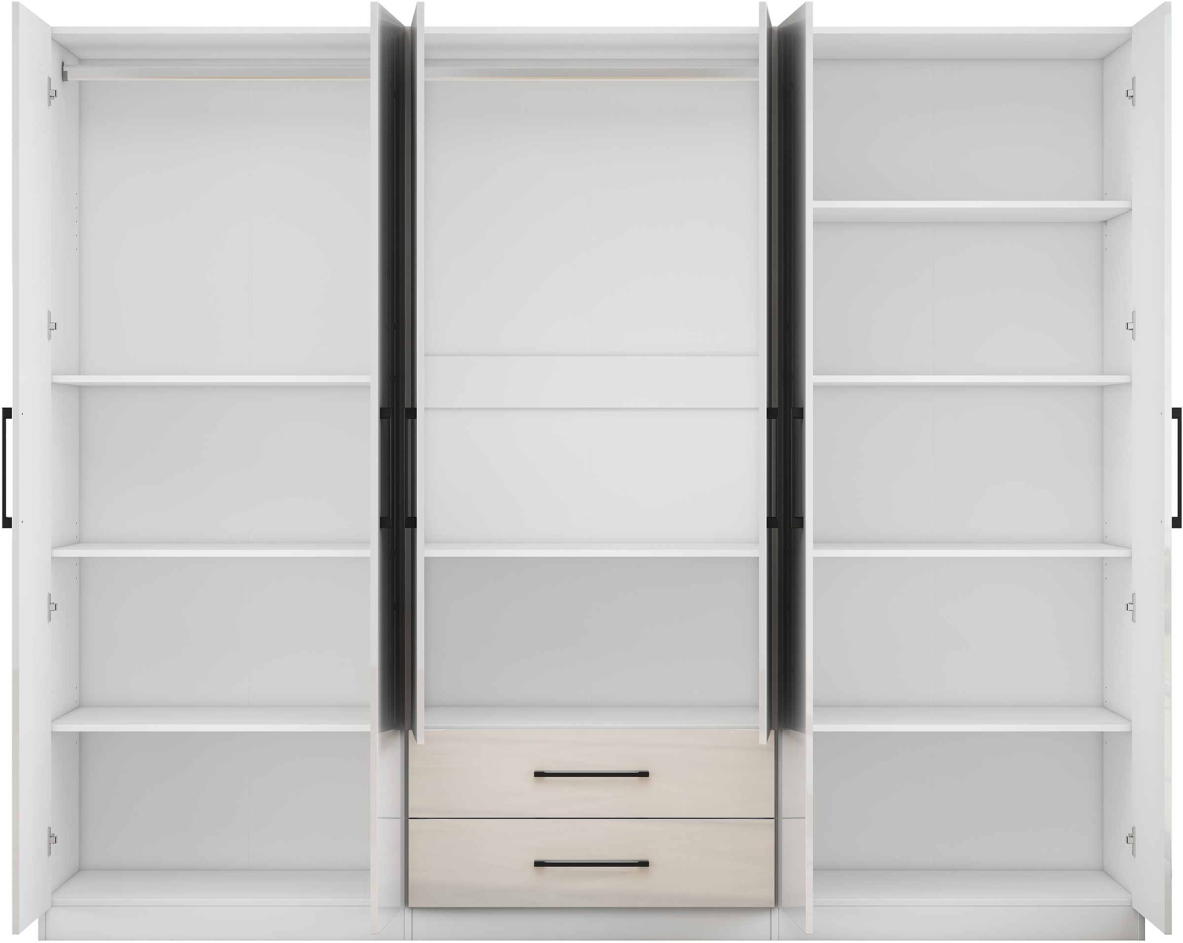 OTTO home Kleiderschrank »Sylt Schlafzimmerschrank Garderobe Schrank in hochglanz mit 6 Türen« Drehtürenschrank mit perfekter Innenausstattung