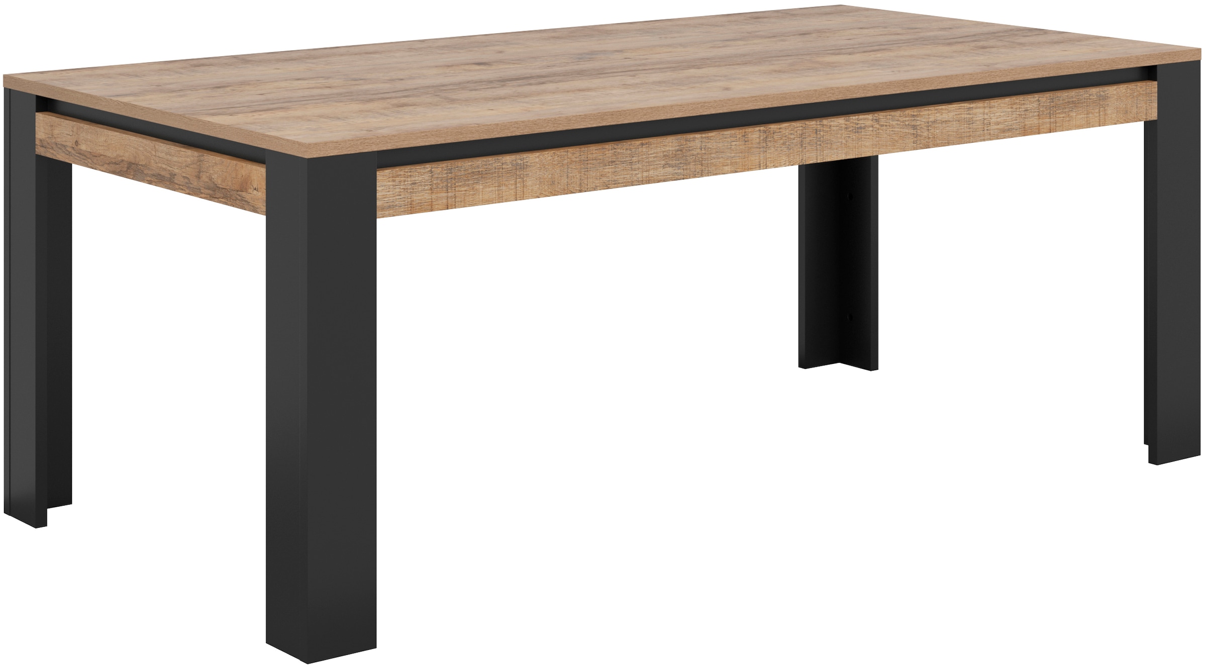 INOSIGN Esstisch »Tudor, Breite 195, rechteckig, Esszimmertisch, Küchentisch«, Tisch in Holzoptik mit schwarzen Beinen