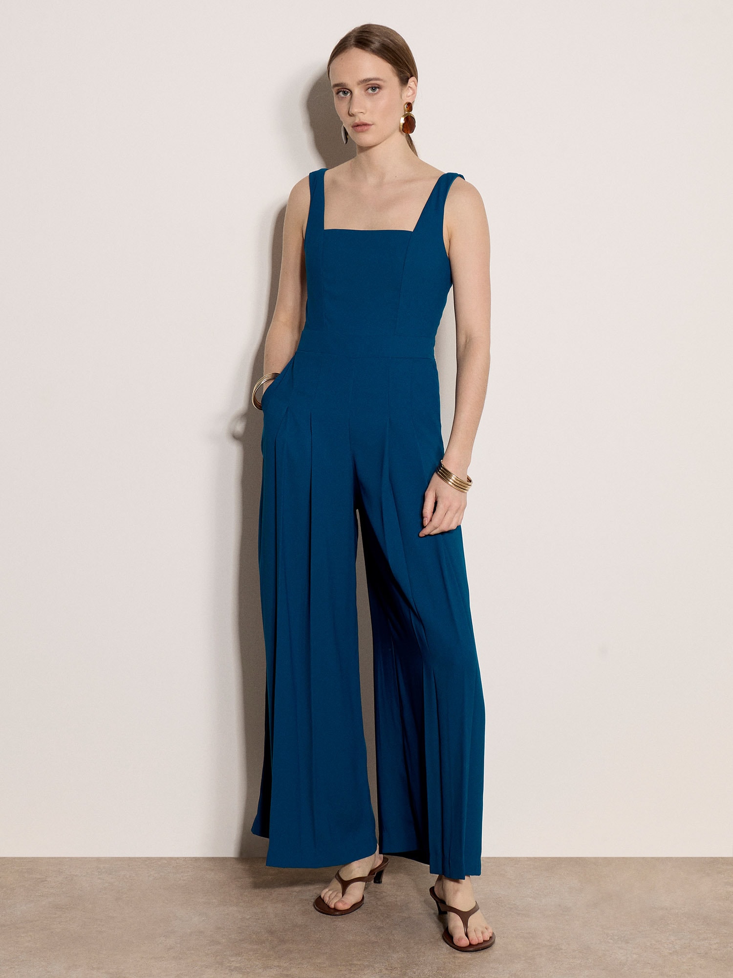 Apricot Jumpsuit "Jumpsuit aus Crêpe" mit weitem Bein