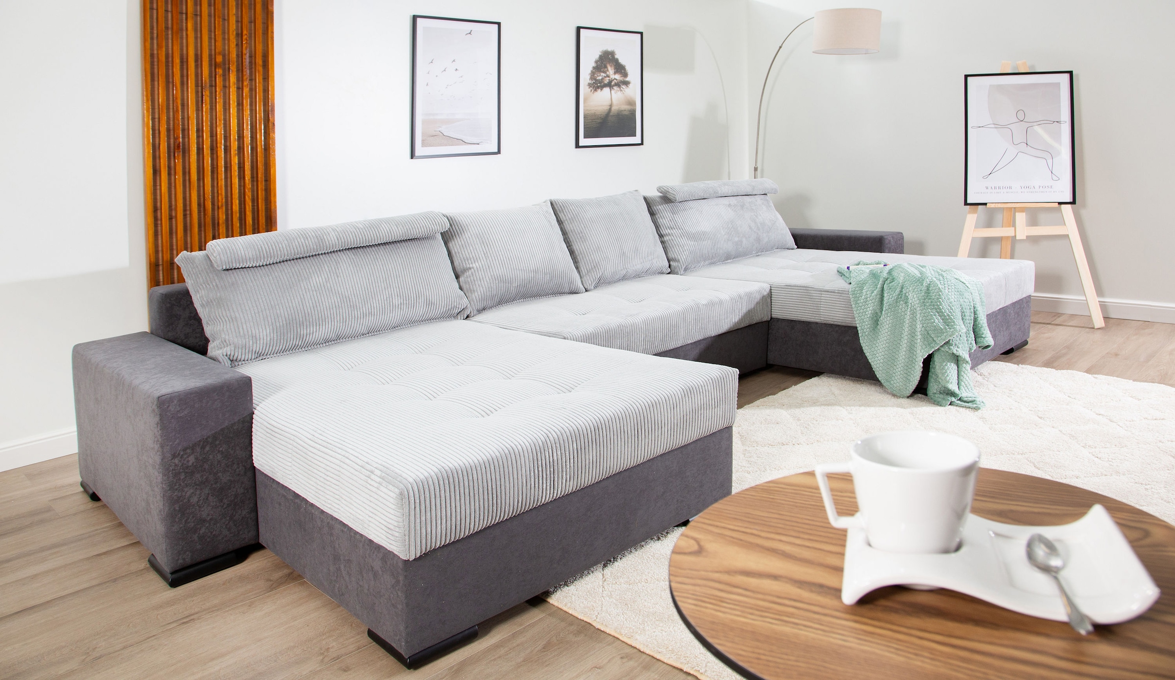 COLLECTION AB Wohnlandschaft "Josy XXXL-Relax U-Form, B: 352 cm" Schlaffunktion, Bettkasten & 2 Nackenkissen, Federkern