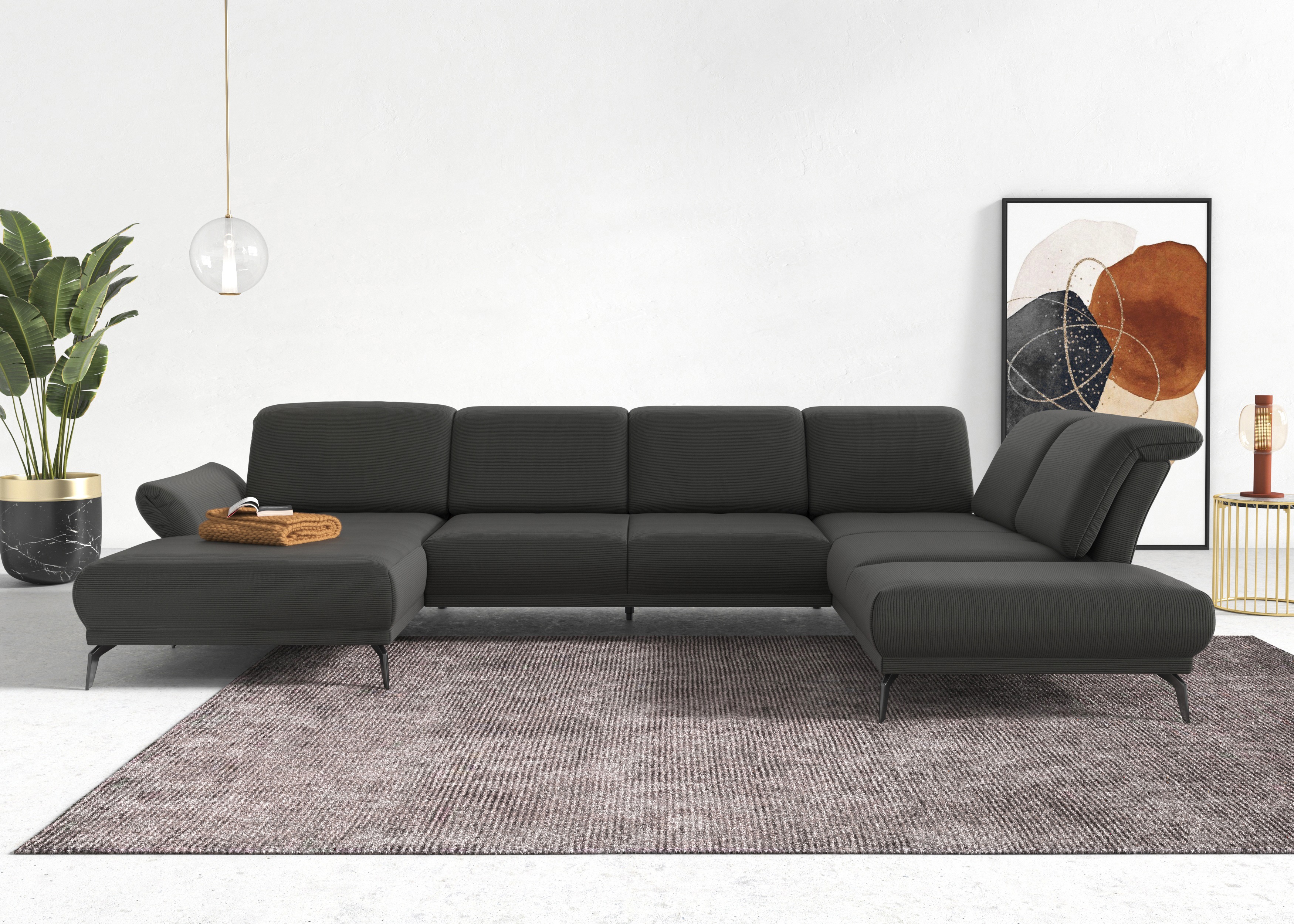 Thumbnail - INOSIGN Wohnlandschaft "Coco U-Form", Sitztiefen-, Arm- und Kopfteilverstellung, Cord-Bezug, Fußhöhe 15 cm