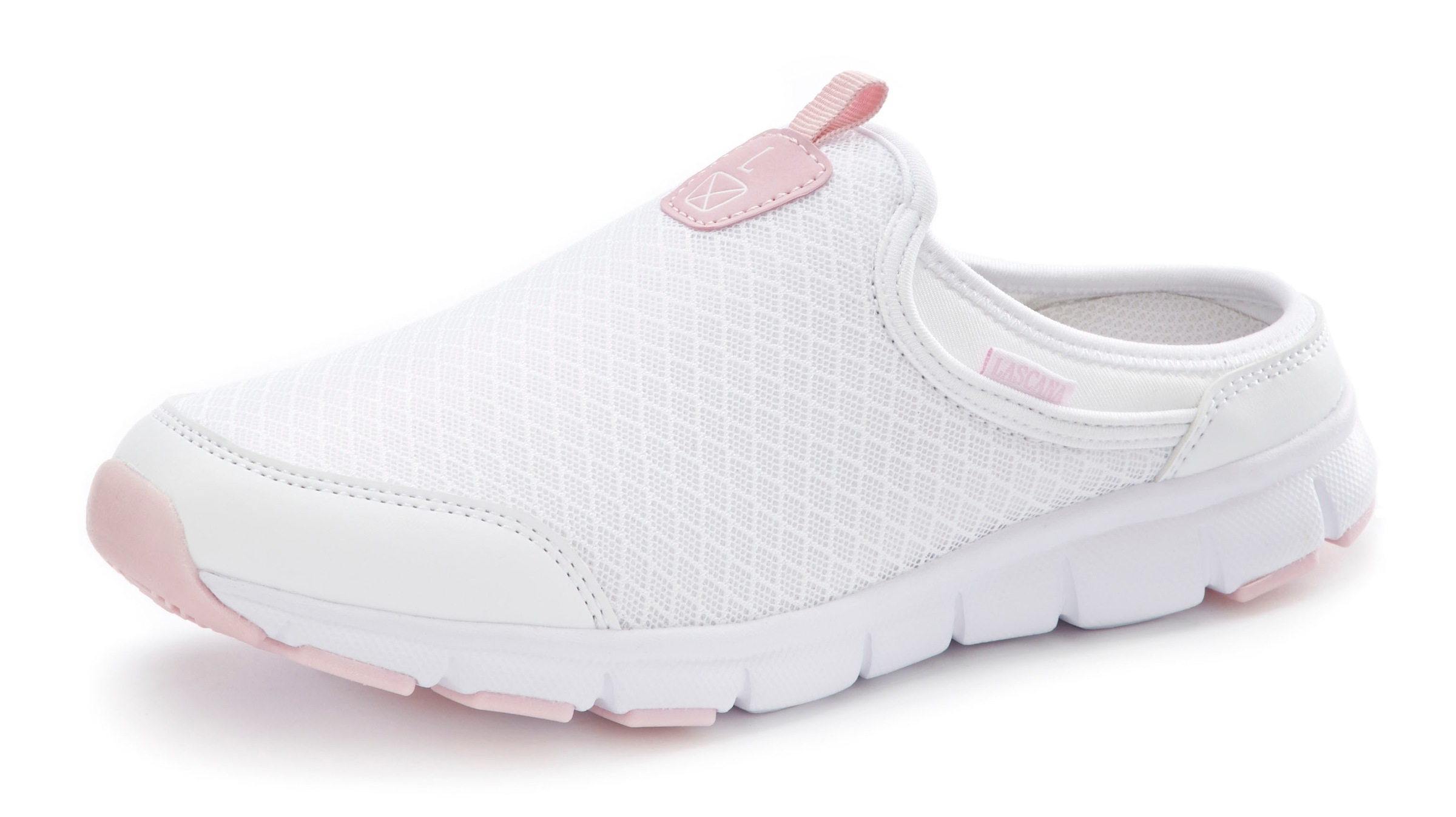 Sneaker LASCANA "Slip-On-Sneaker", Damen, Gr. 42, weiß (weiß, rose), Obermaterial: 100% Textilmaterial. Decksohle: 100% Textilmaterial. Futter: 100% Textilmaterial. Laufsohle: 100% Synthetik, unifarben, Basic, Schuhe Sneaker, Halbschuh, Freizeitschuh, Sab 2