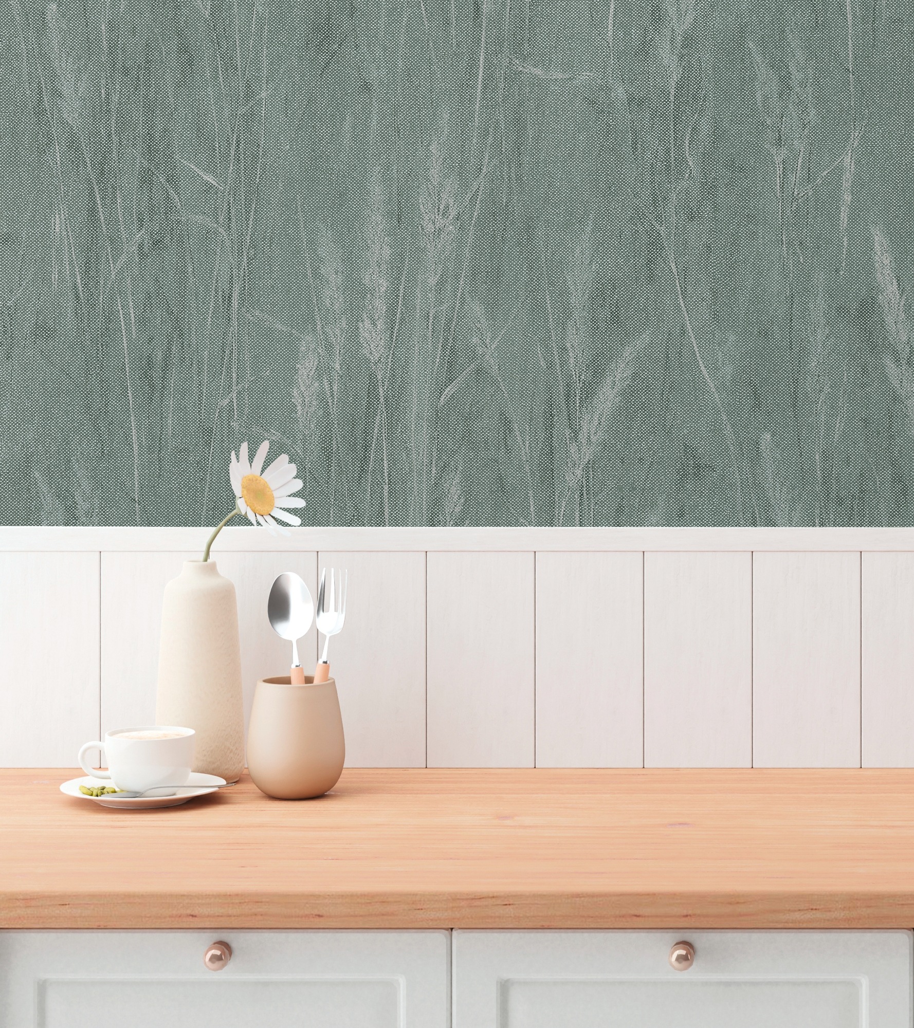 A.S. Création Vliestapete »mit Gräser-Motiv natürliche Räume« matt strukturiert Dekorative Vliestapete mit zartem Gräser-Design