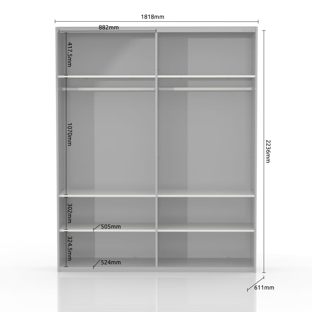 Places of Style Schwebetürenschrank »Piano«, UV lackiert, hochglänzend, mit Soft-Close Funktion