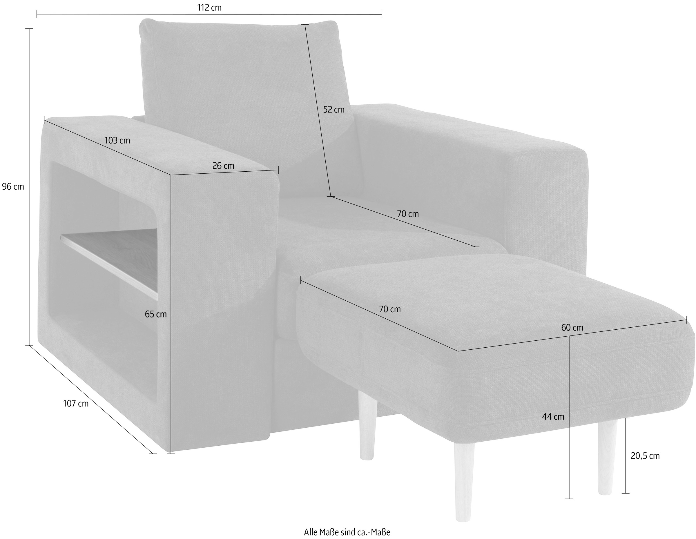 LOOKS by Wolfgang Joop Sessel »Looksvb« Verwandlungssessel: aus Sessel wird Sessel mit 1 Hocker, Regalfunktion