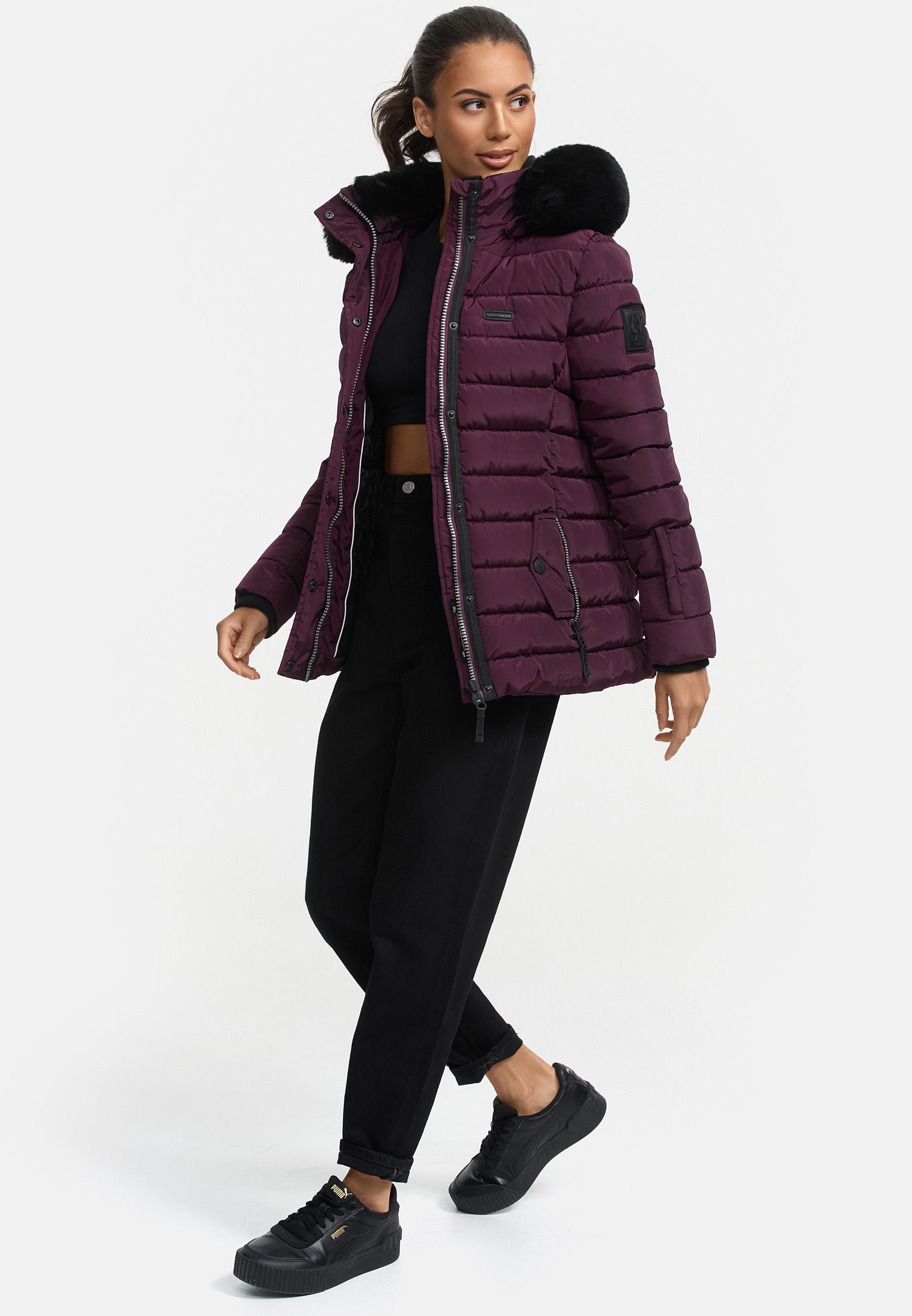 Navahoo Steppjacke »Milianaa«, mit Kapuze, Edle Winterjacke mit weicher Kunstfell-Kapuze