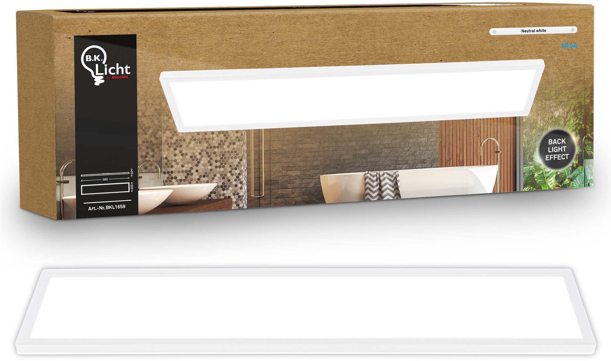 B.K.Licht LED Panel »SHALLOW« LED-Board 1 Stk. Neutralweiß 98x20x3 cm, Badlampe, Badezimmer, Küche, Wohnzimmer
