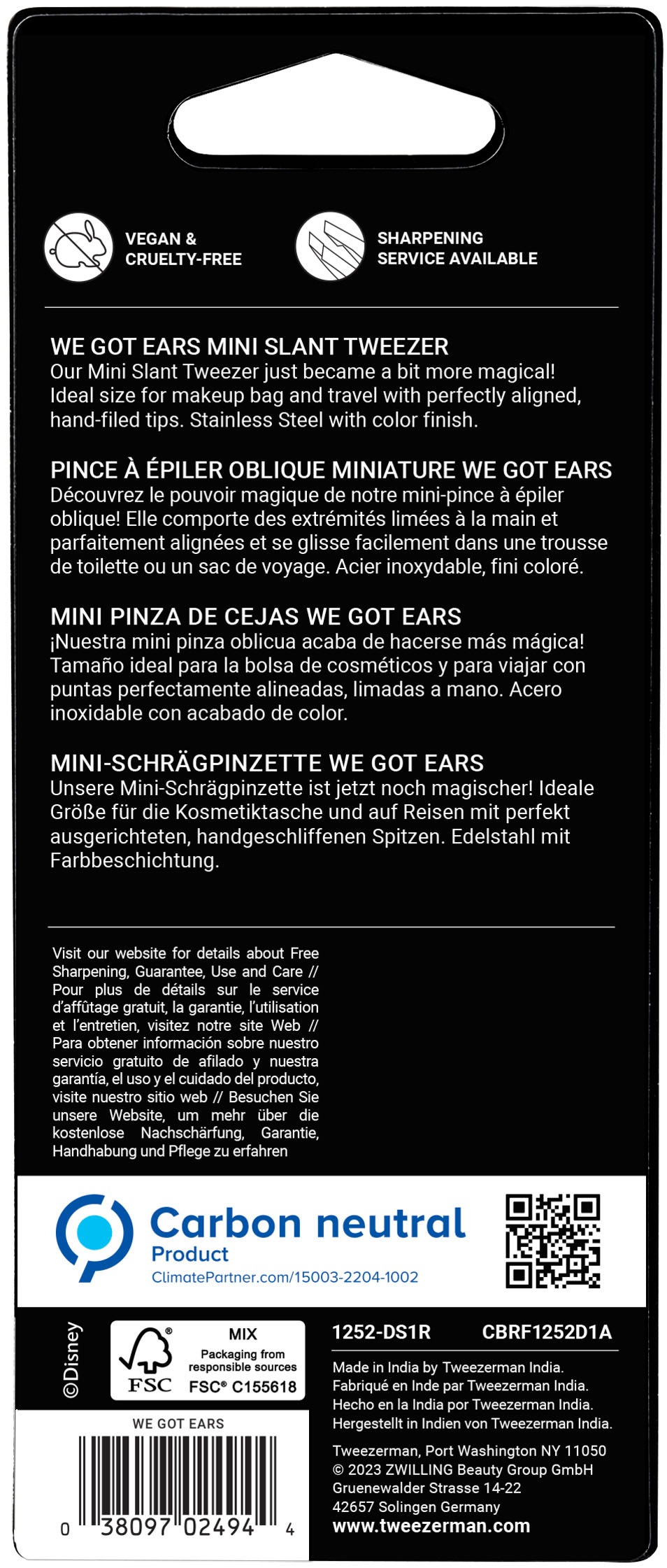 TWEEZERMAN Pinzette »We got Ears Mini Slant Tweezer«, Schräge Mini Pinzette