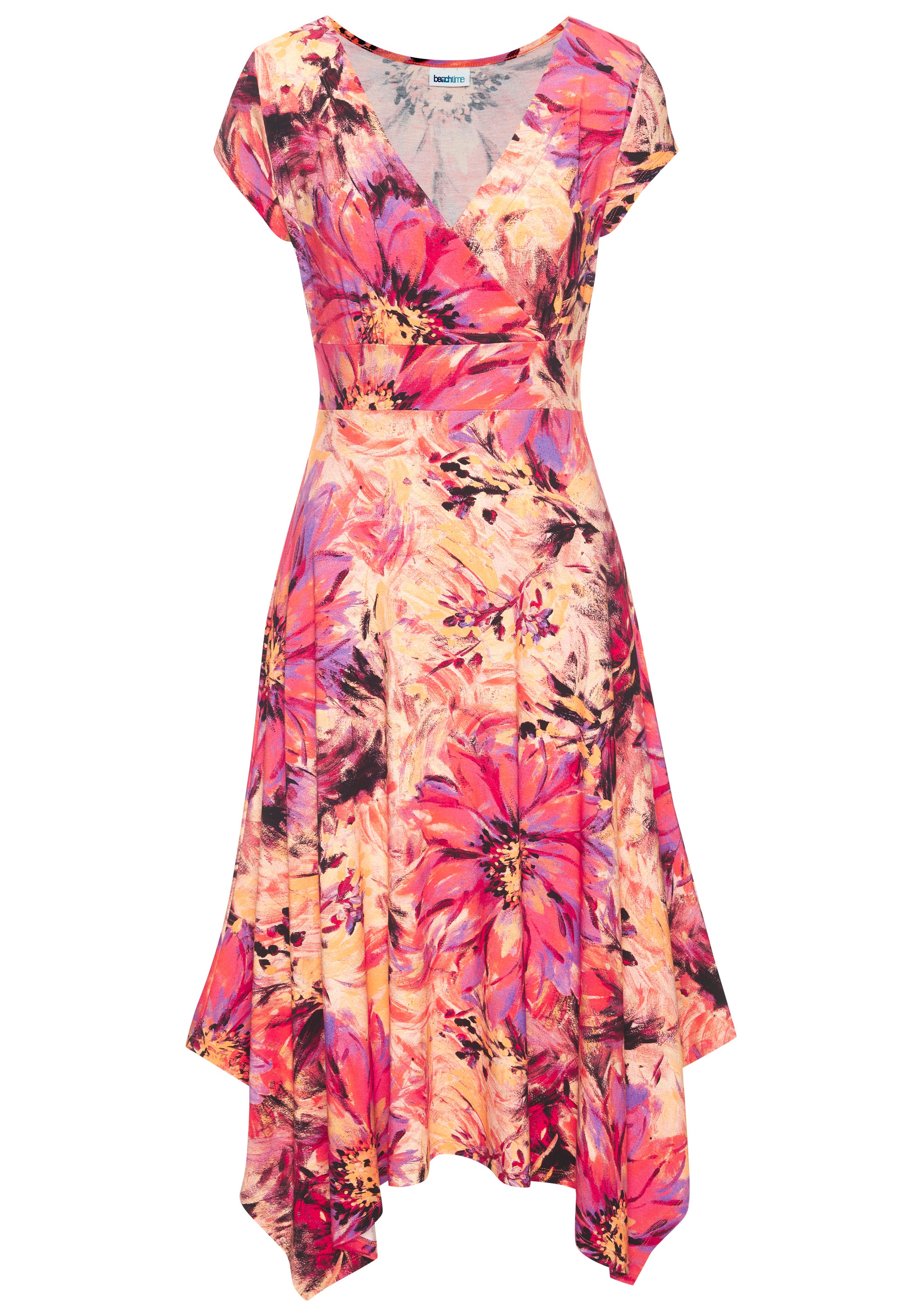 Beachtime Sommerkleid, mit Zipfelsaum und Schleife, Jerseykleid, asymmetris günstig online kaufen