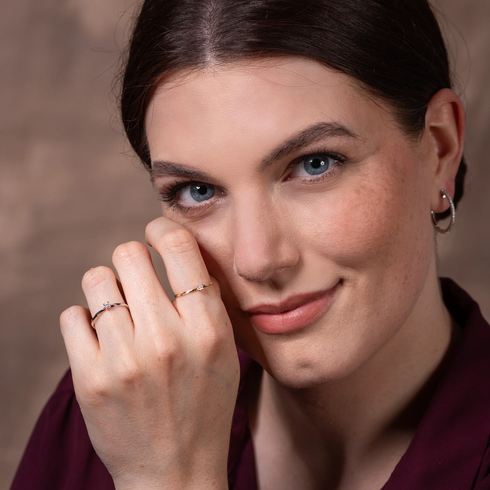 LYOMI Fingerring »585/- Gelbgold 1 synth. Diam. 0,04ct.«