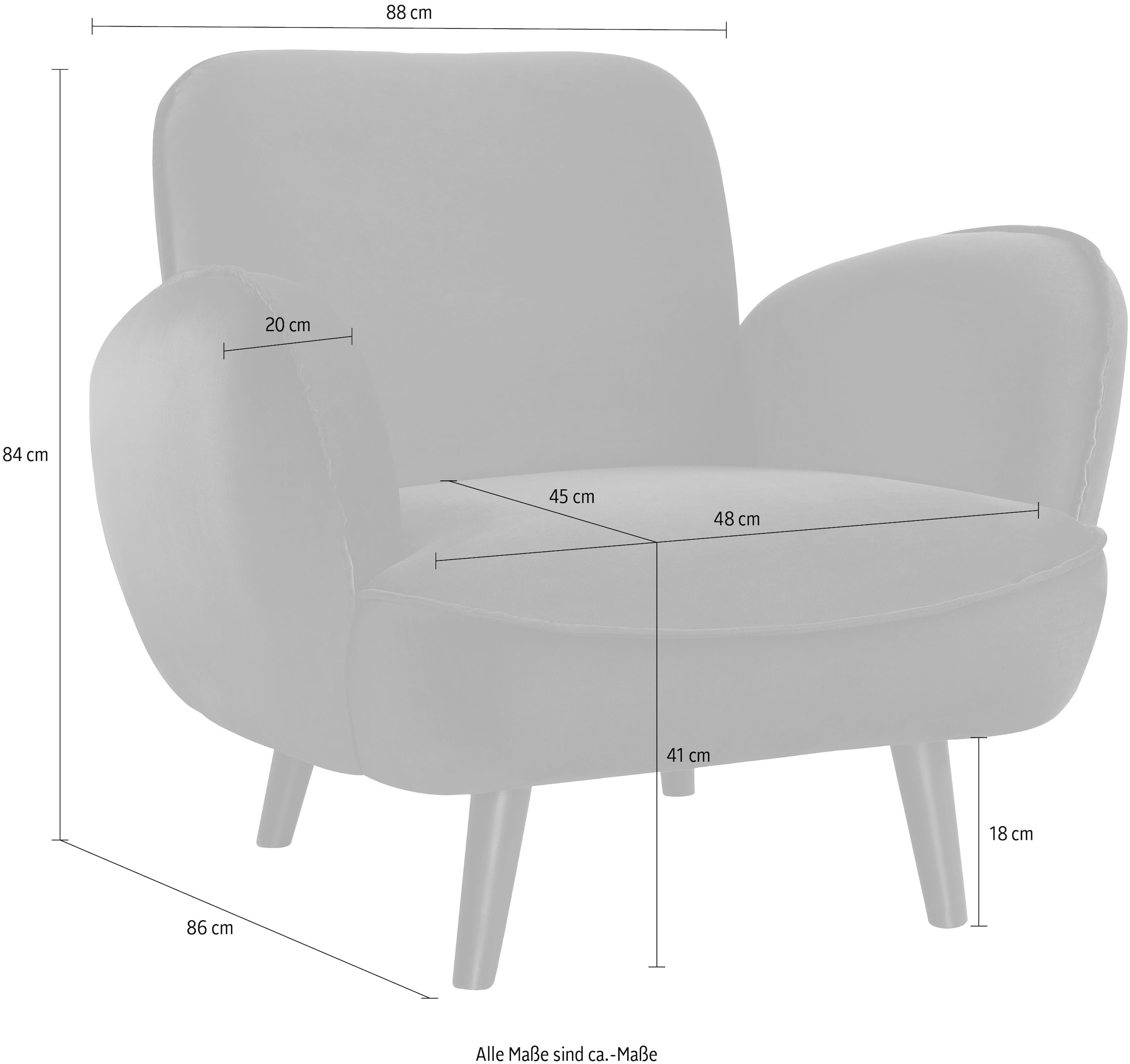 ATLANTIC home collection Sessel »Ben«, mit Wellenunterfederung, Massivholzfüße, frei im Raum stellbar