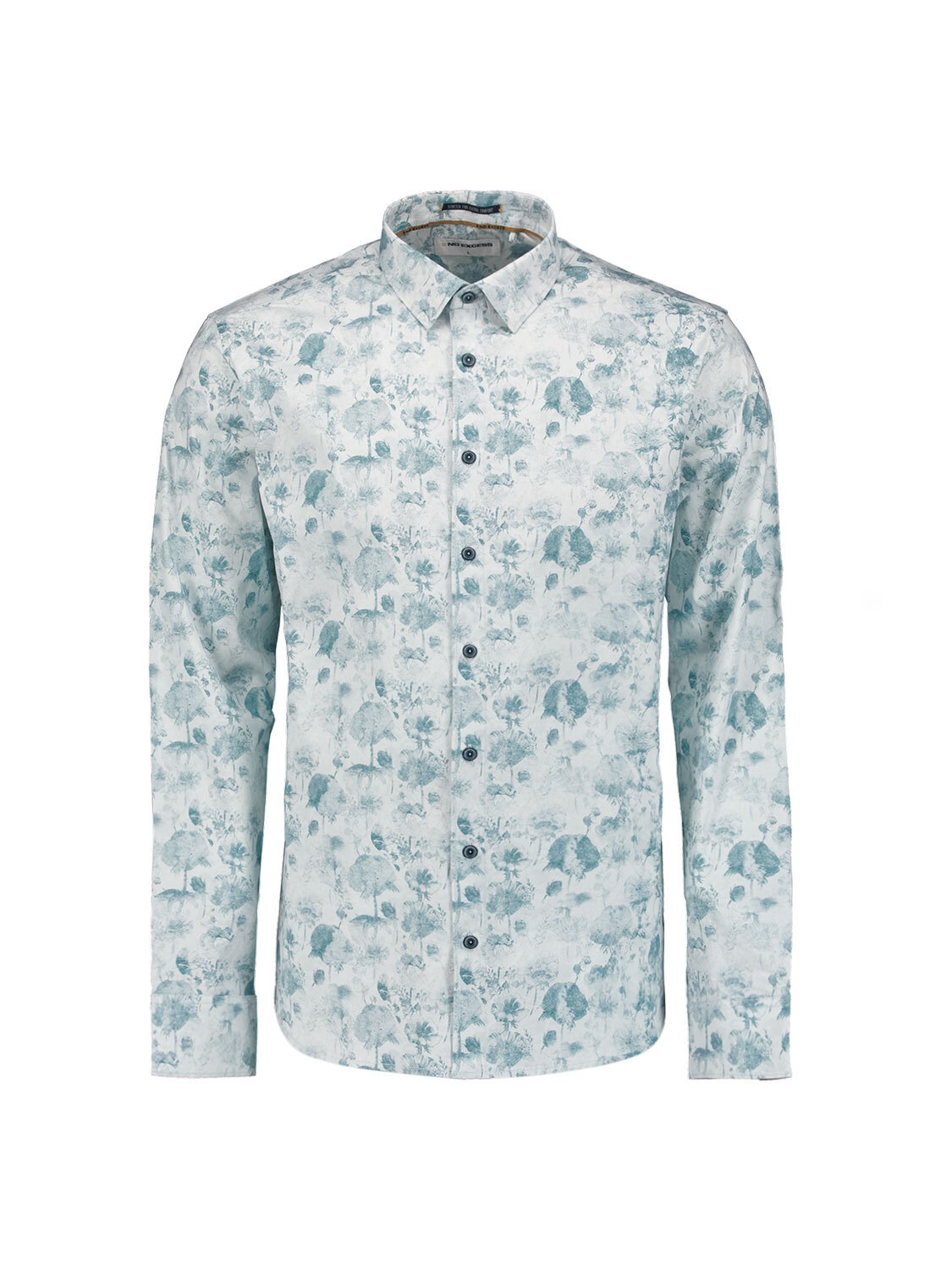 NO EXCESS Langarmhemd »No Excess Stretchhemd mit Print Shirt Stretch Allover Printed«