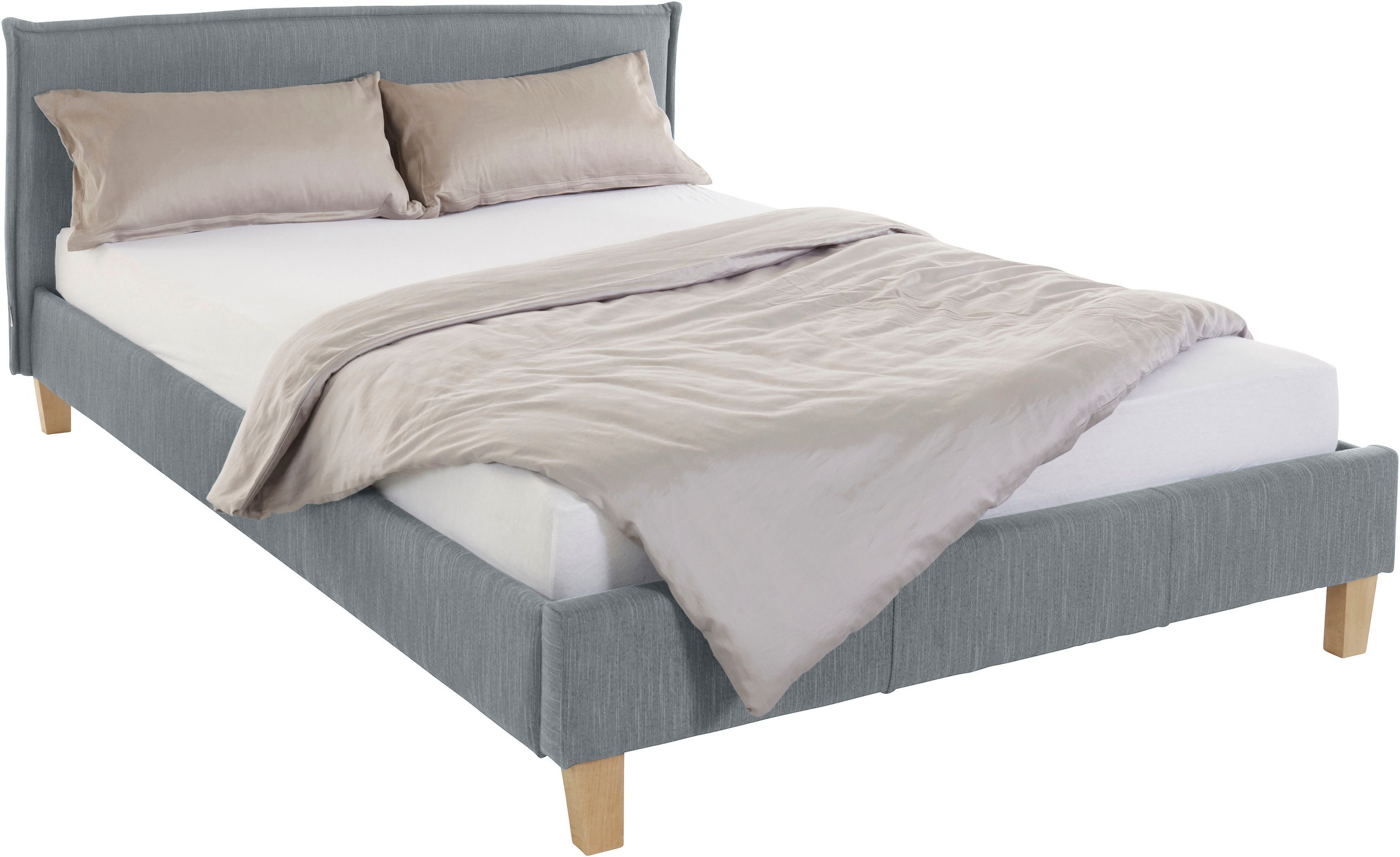 OTTO products Polsterbett »Heddi«, in 5 Breiten: von 90cm-200cm, Biese am Kopfteil, Strukturstoff