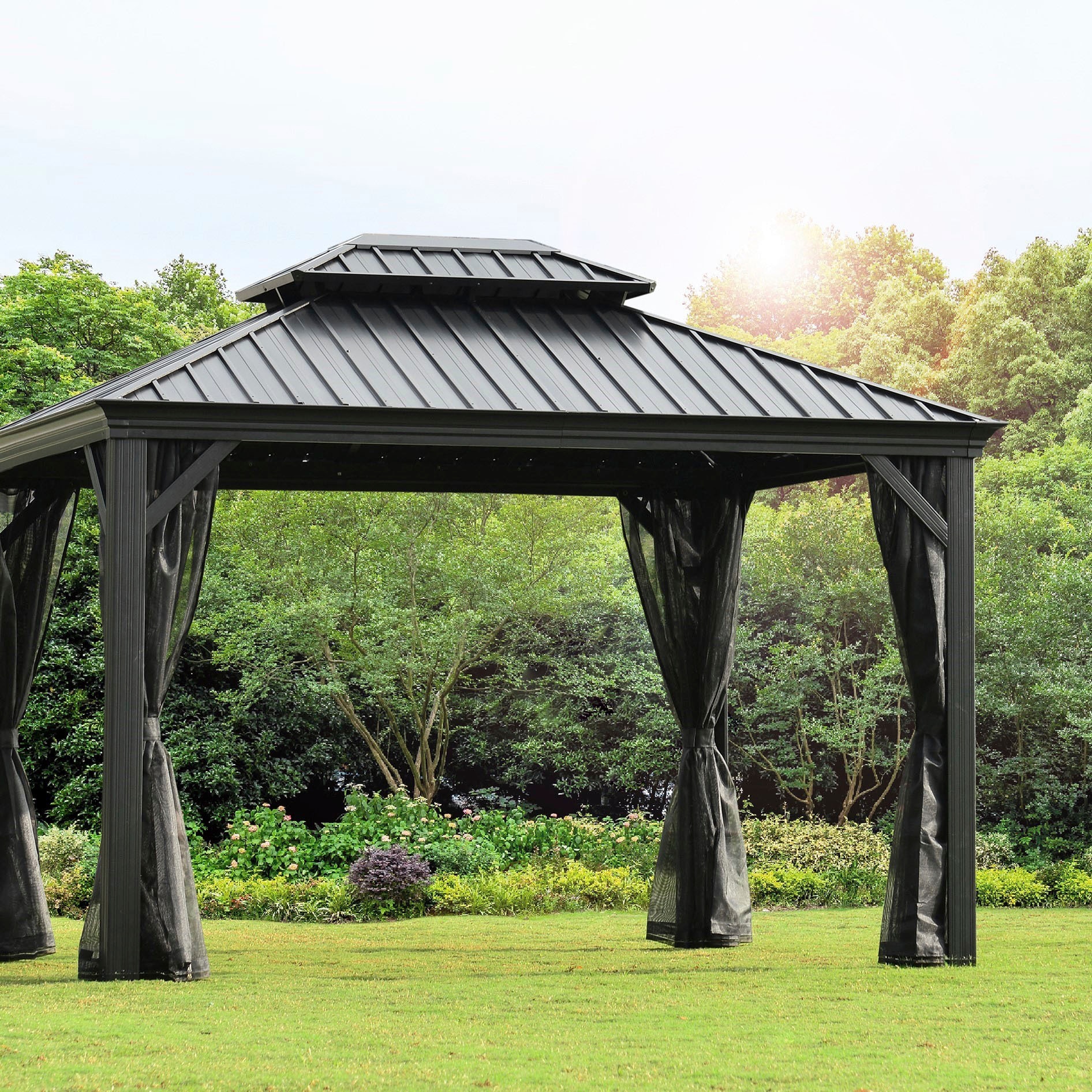 Leco Pavillon »He_lena«, 3,65 x 3 m Anthrazit Aluminium