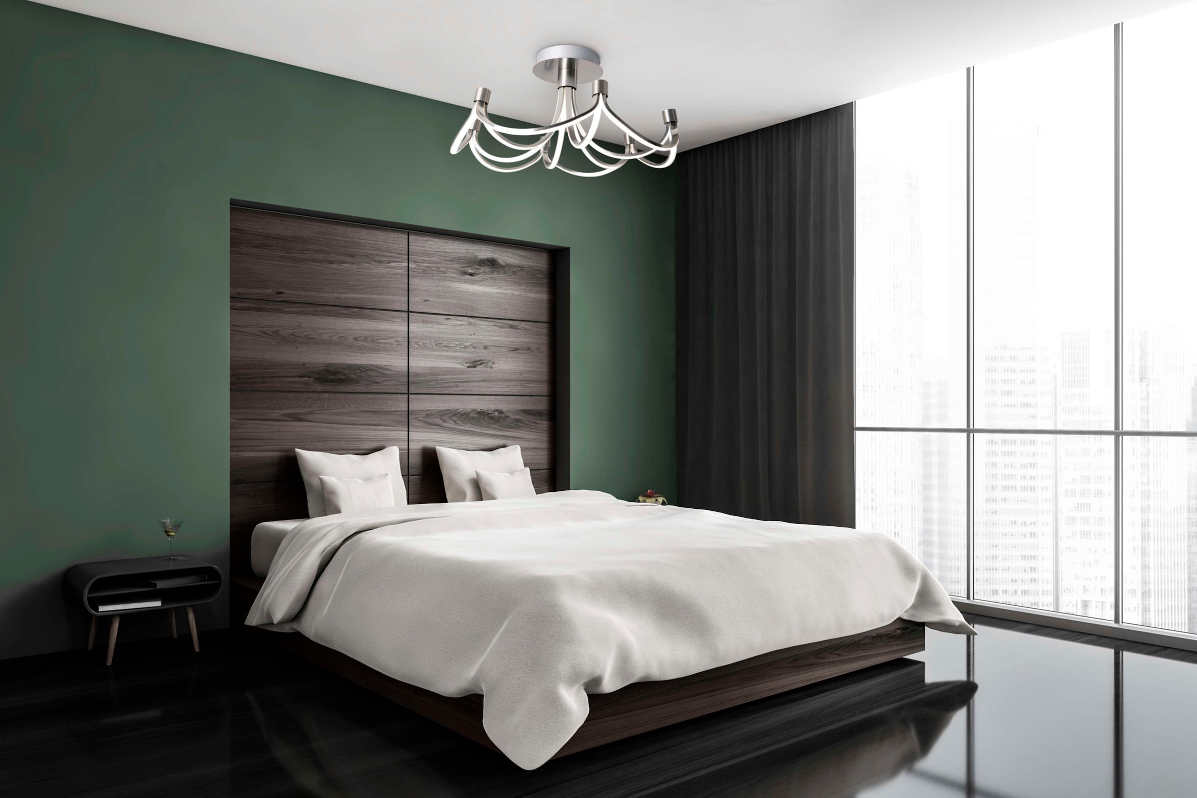 näve LED Deckenleuchte »Festos«, 1 flammig, Leuchtmittel LED-Modul | LED fest integriert, Krone, in 3-Stufen dimmbar, nickelmatt, warmweiße LED, D: 60cm