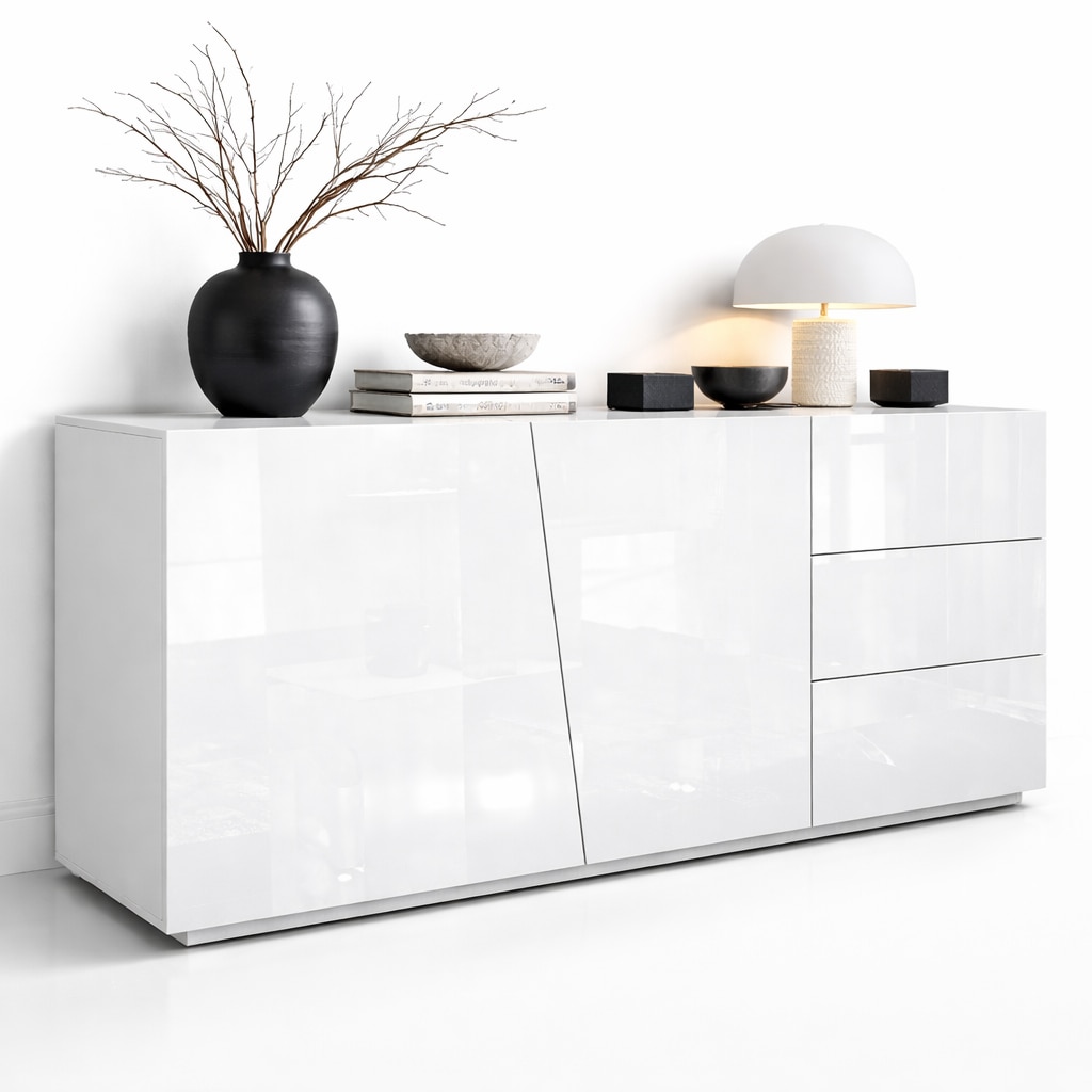 OTTO home Kommode "San Remo, Kombikommode, Sideboard, mit viel Stauraum, Hochglanz" Moderne Kommode, UV-lackiert, grifflos, push-to-open-Funktion, B=180cm