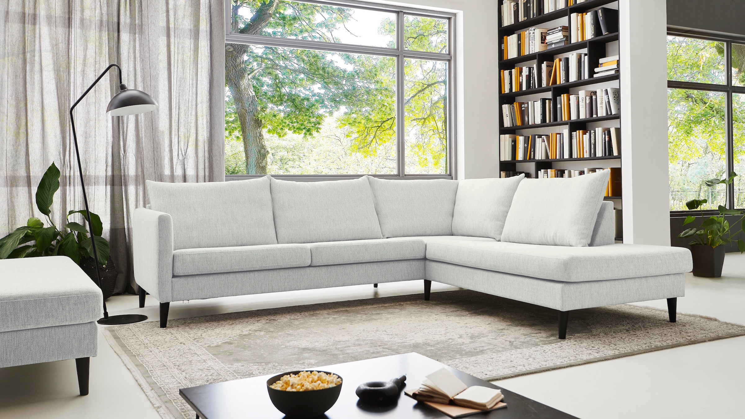 ATLANTIC home collection Ecksofa »Rekvik L-Form«, mit Wellenunterfederung, mit Massivholzfüßen
