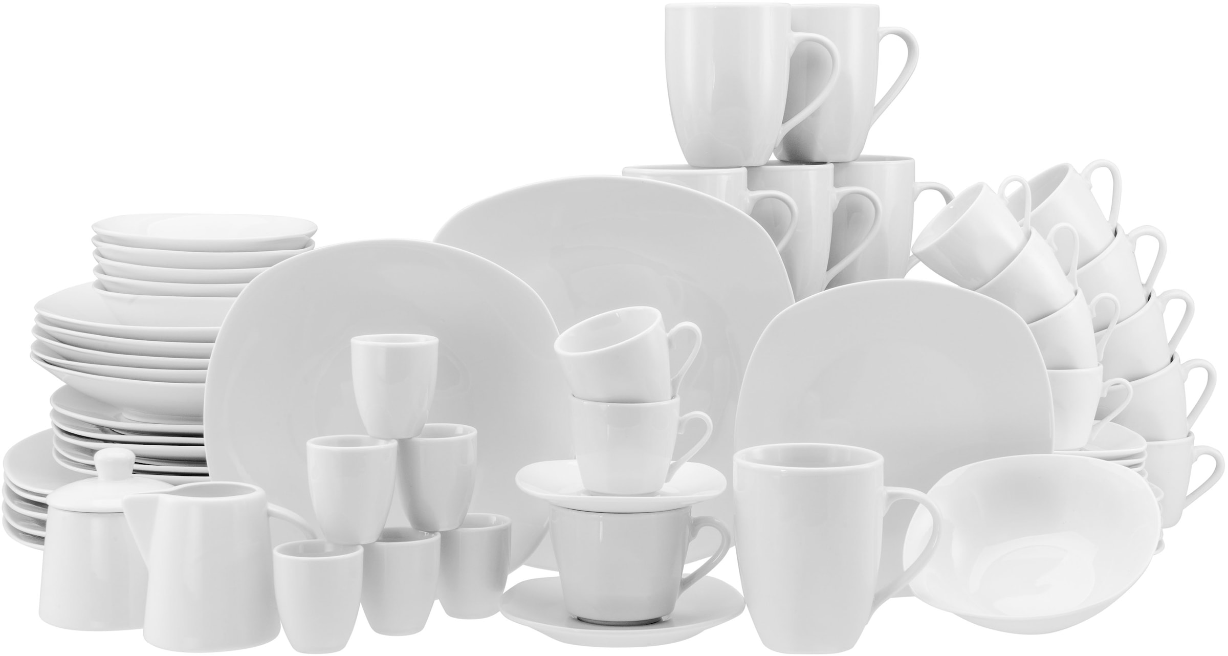 CreaTable Kombiservice "Square Weiß, Kombi-Service 62-tlg" Daily Use, Zeitl günstig online kaufen