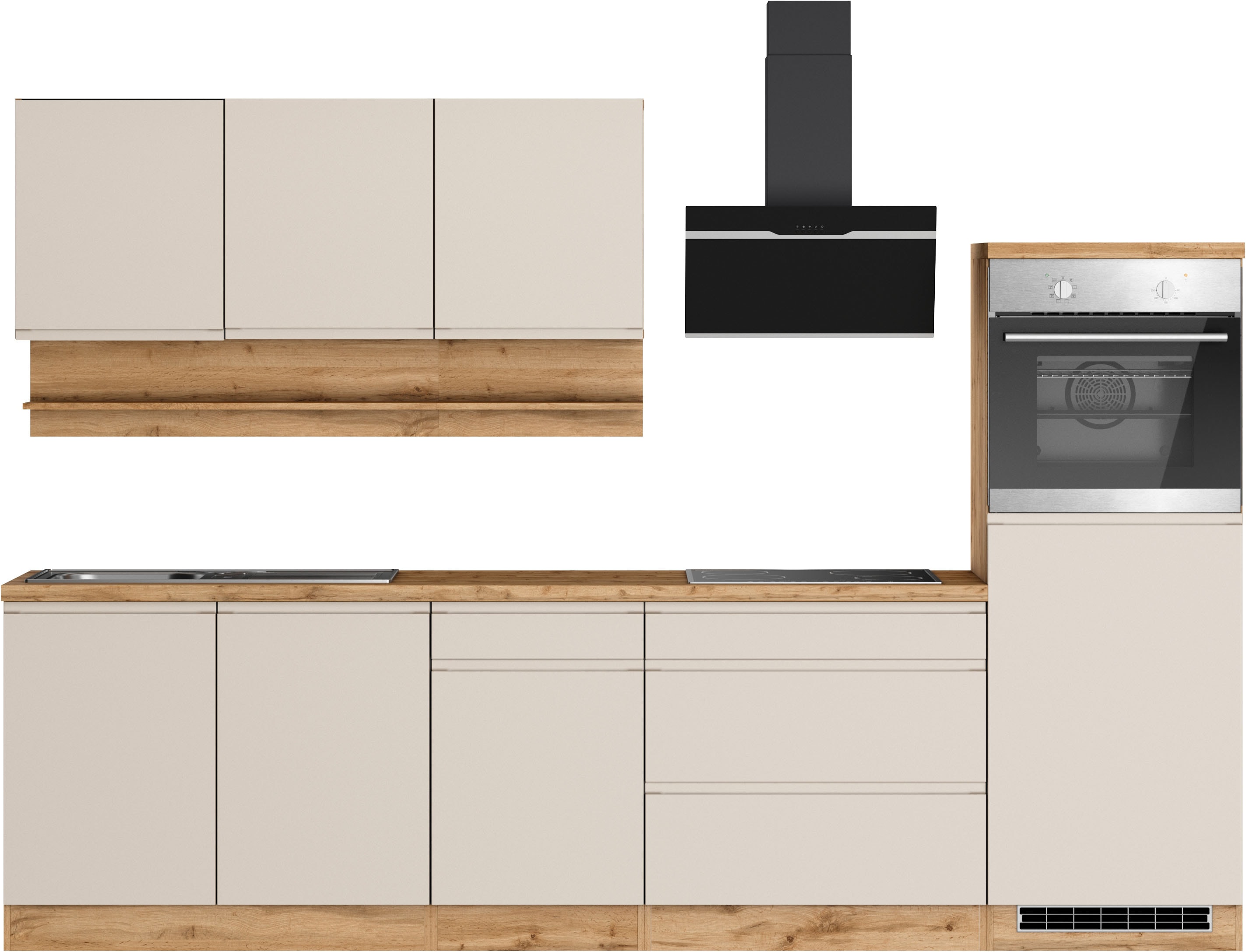 KOCHSTATION "KS-Virginia,neu in verbesserter Ausführung" Arbeitsplatte 38 mm stark, Stauraum, Softclose, Breite 290, Soft-Close-Funktion, ohne E-Geräte