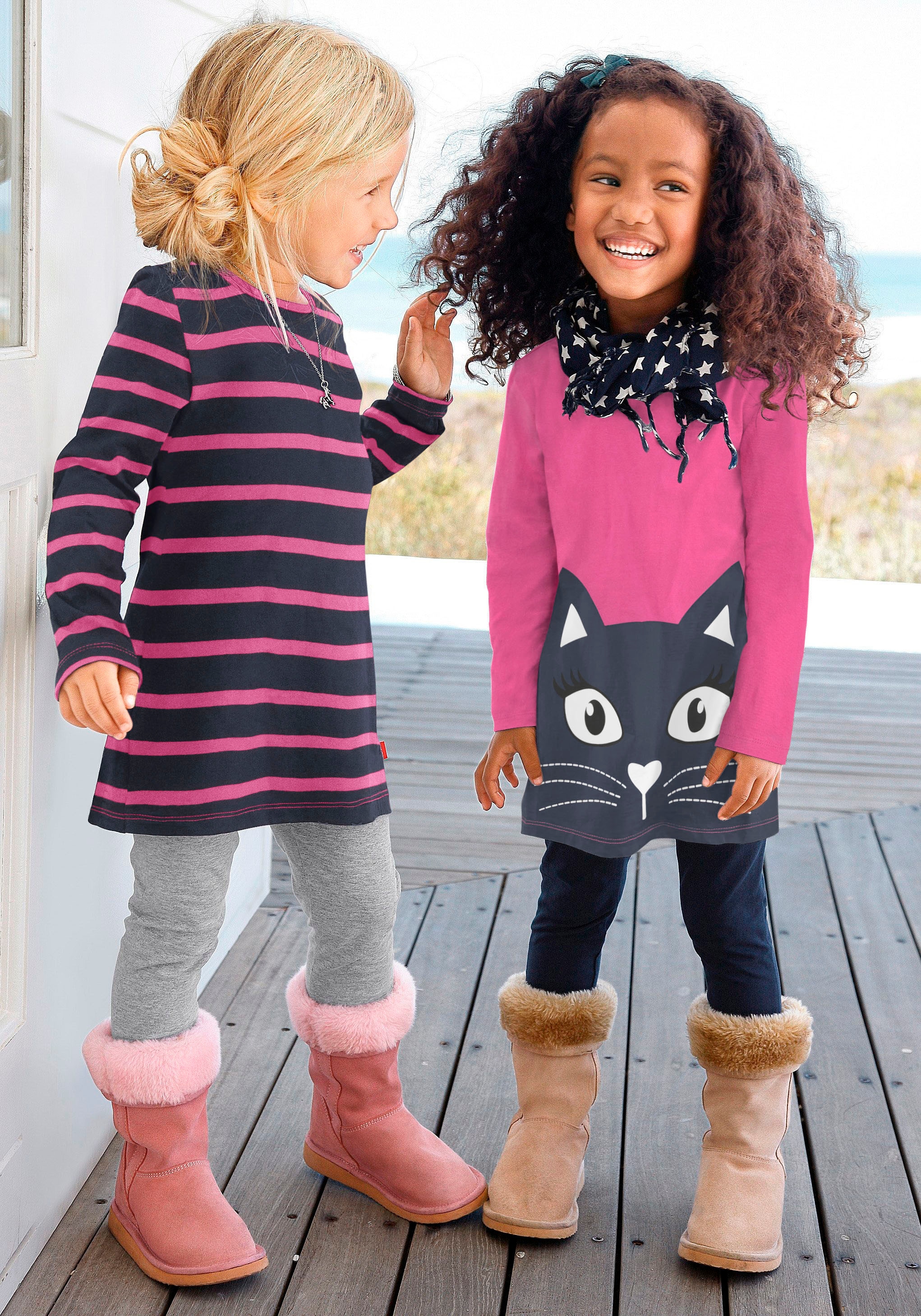 (2 Longshirt, 2er-Pack), schönen bestellen Print | mit und Streifen KIDSWORLD großem online BAUR tlg.,