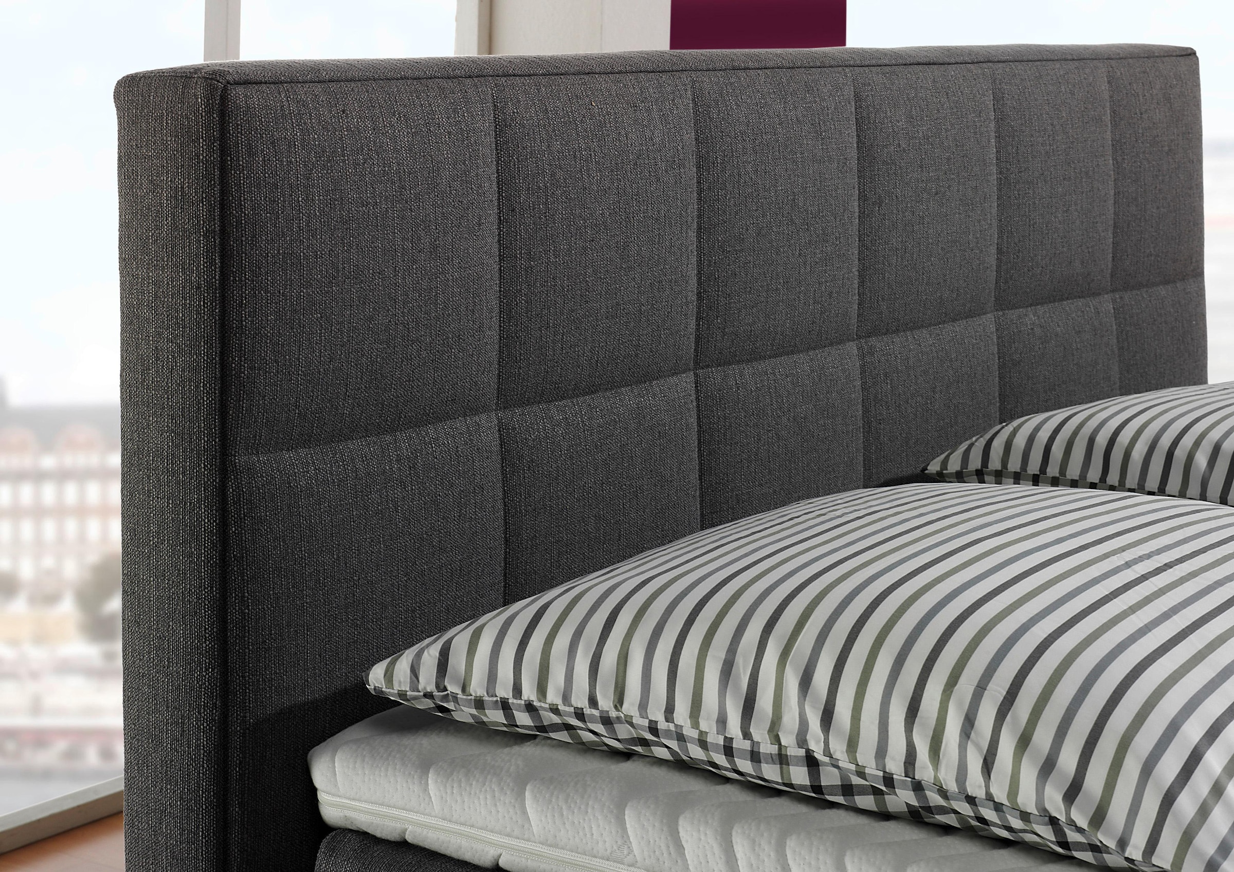 INOSIGN Boxspringbett »Casano«, mit feiner Steppung, in 3 Matratzenarten, 2 Härtegraden und 5 Farben