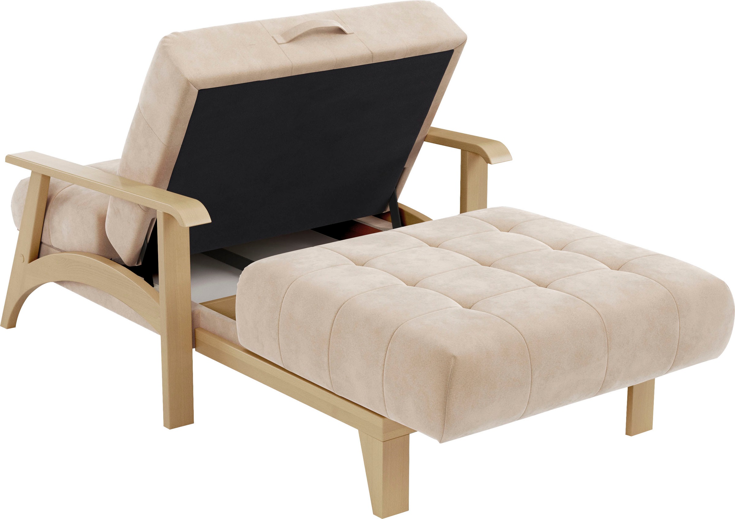 sit&more Recamiere »Billund«, Armlehnen aus Buchenholz in natur, verschiedene Bezüge und Farben