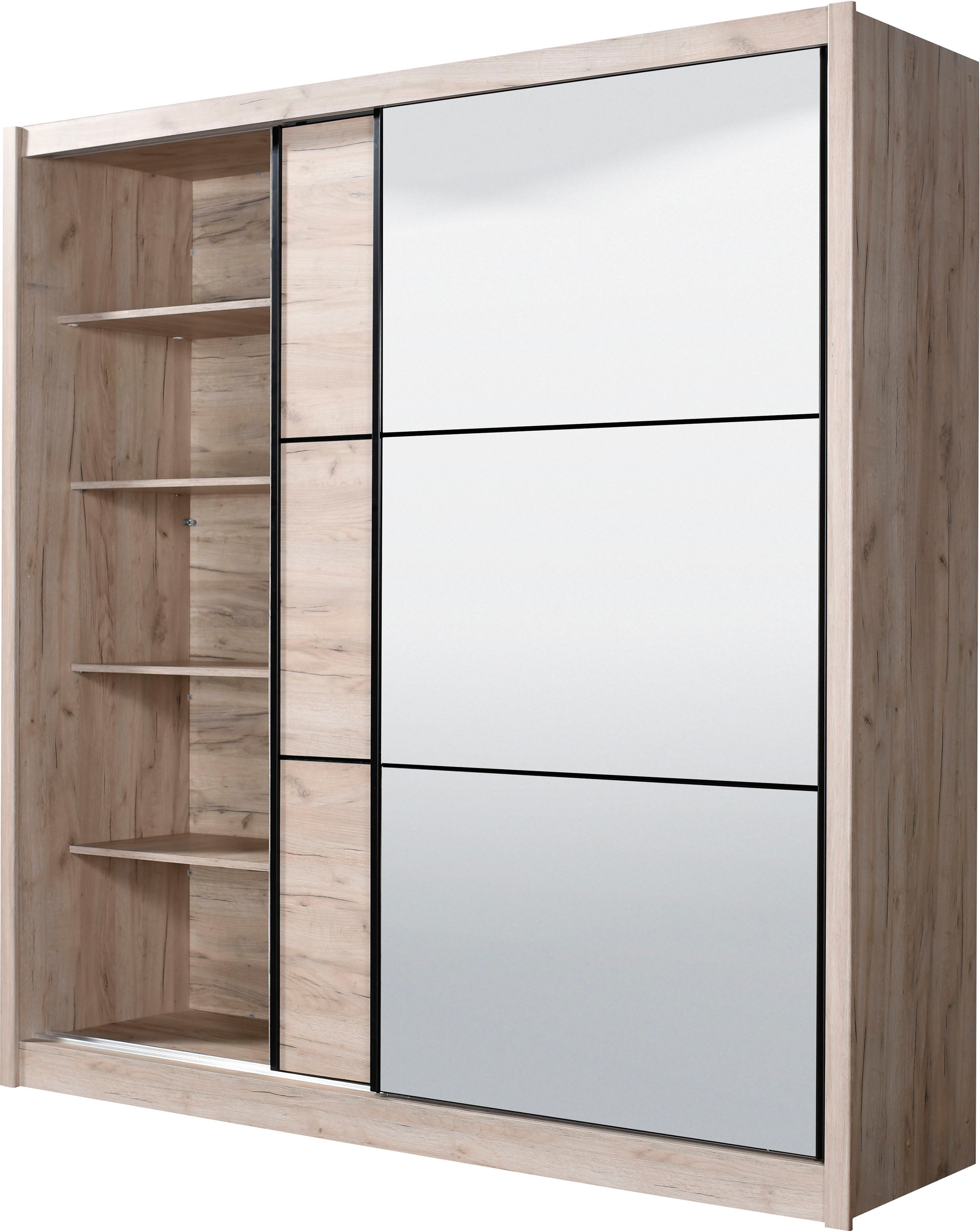 INOSIGN Schwebetürenschrank »Navara Kleiderschrank mit Spiegel Wäscheschrank Garderobe«, mit großzügiger Innenausstattung, FSC®-zertifiziert, in 3 Breiten