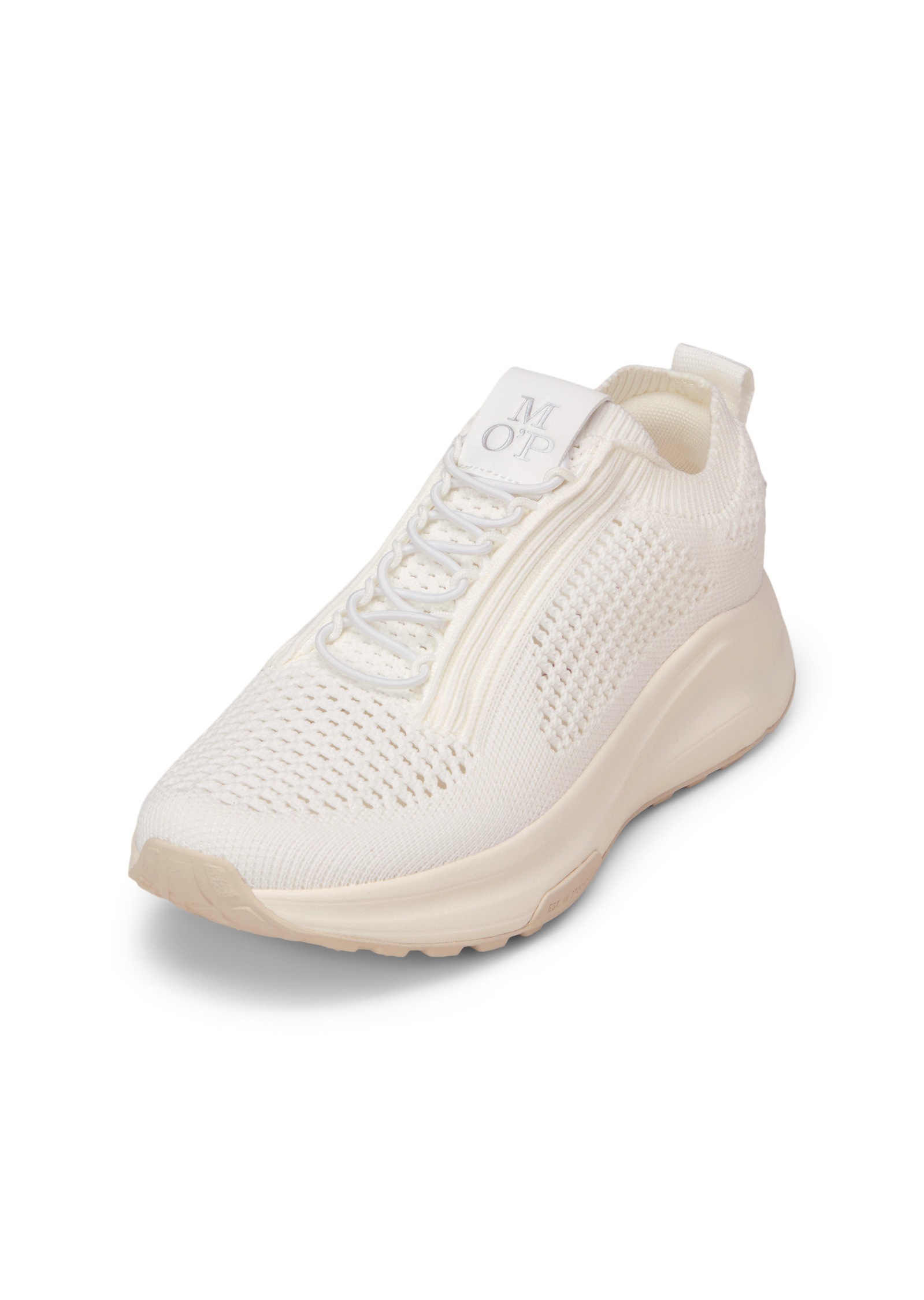 Sneaker MARC O'POLO "aus recyceltem Polyester", Herren, Gr. 37, sanftes weiß, Obermaterial: 100% Polyester, unifarben, Schuhe Sneaker