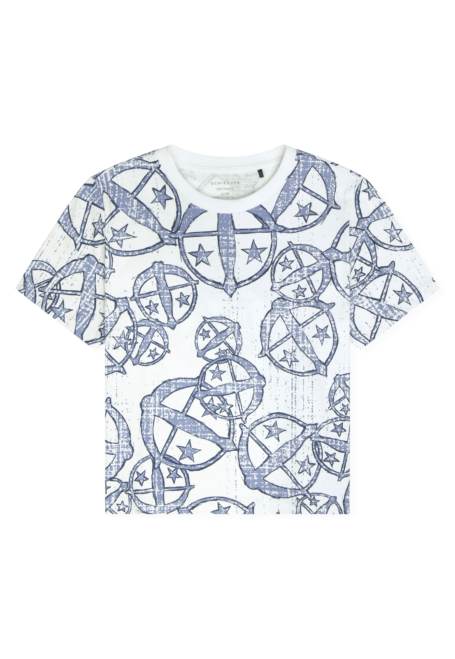 Schiesser T-Shirt »SCHIESSER 150 YEARS«, Allover-Druck, Baumwolle, Loose Fit