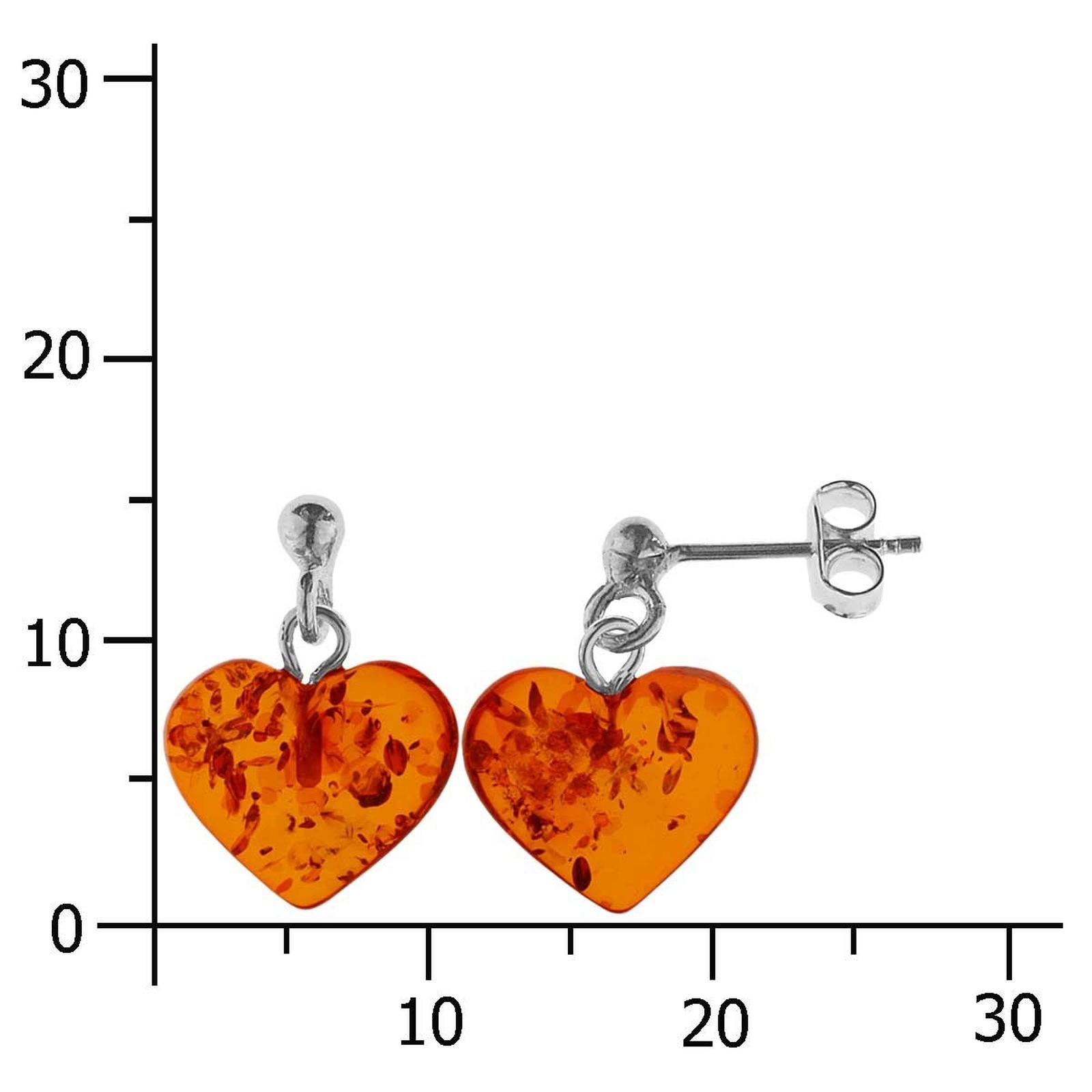 Paar Ostsee-Schmuck Heart Earrings White 19x14mm 2