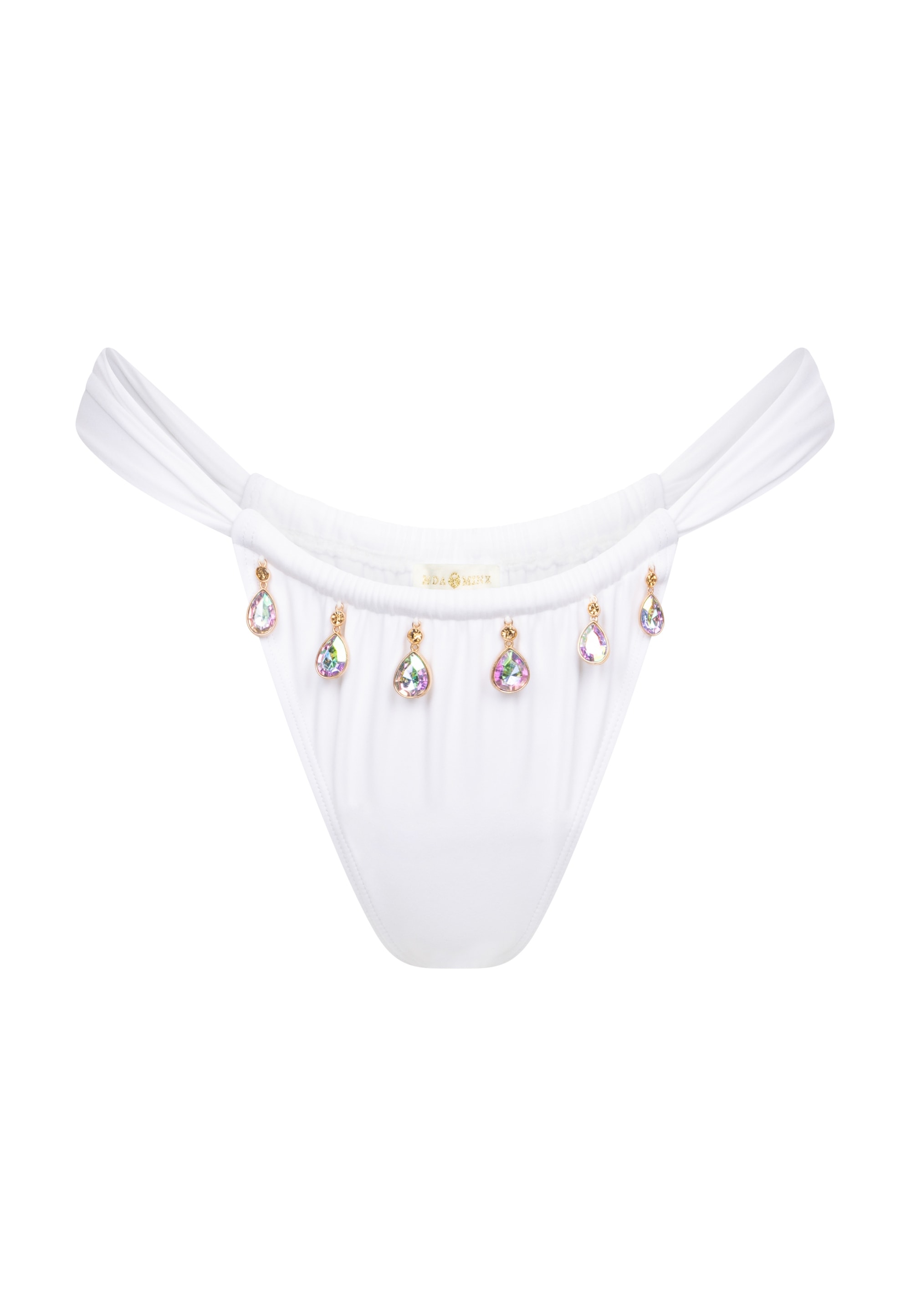 Moda Minx Bikini-Hose »Selene Droplet Rouched Fixed Bikini Bottom«, (1 St.), mit edlen Schmuckelementen