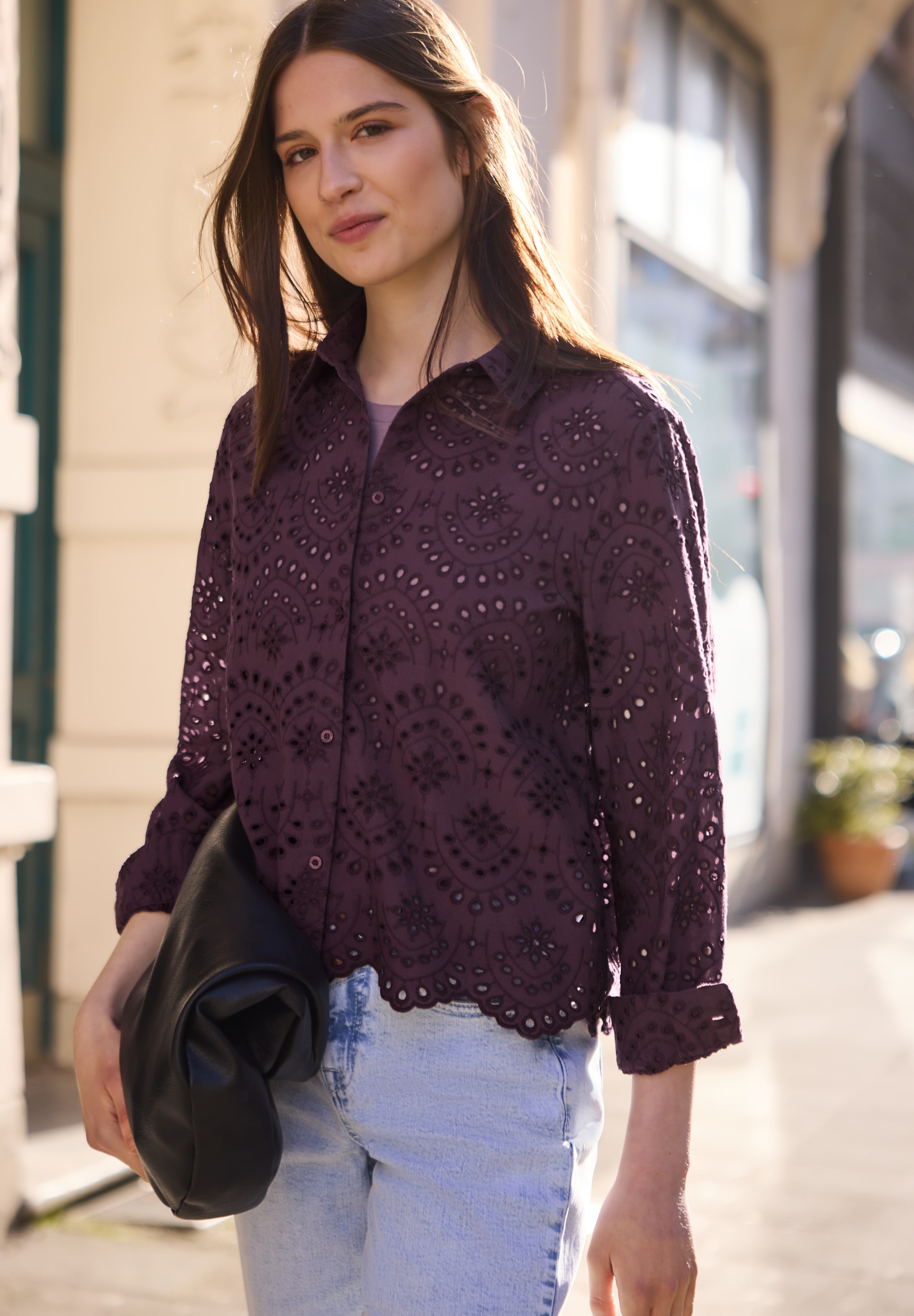 STREET ONE STUDIO Langarmbluse aus reiner Baumwolle günstig online kaufen