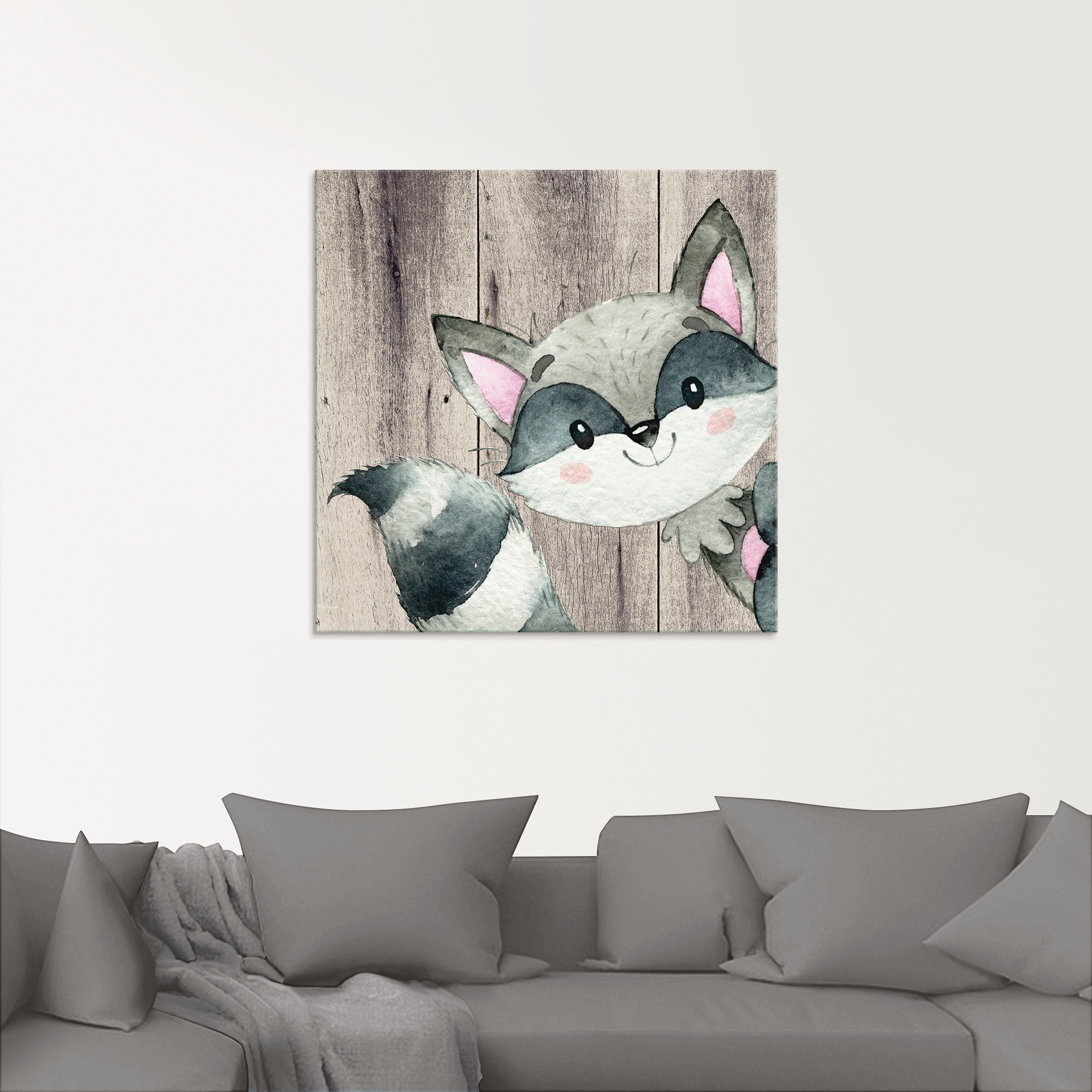 Artland Glasbild »Waldland Freunde - Waschbär«, Tiere, (1 St.), in verschiedenen Größen